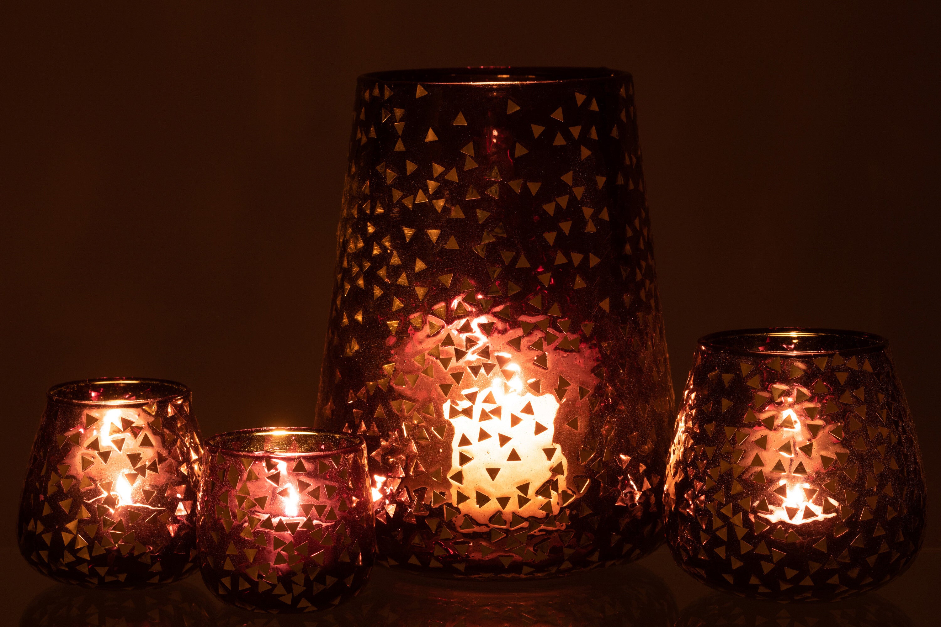 Orkaan Driehoek Glas Zwart/Goud Extra Groot