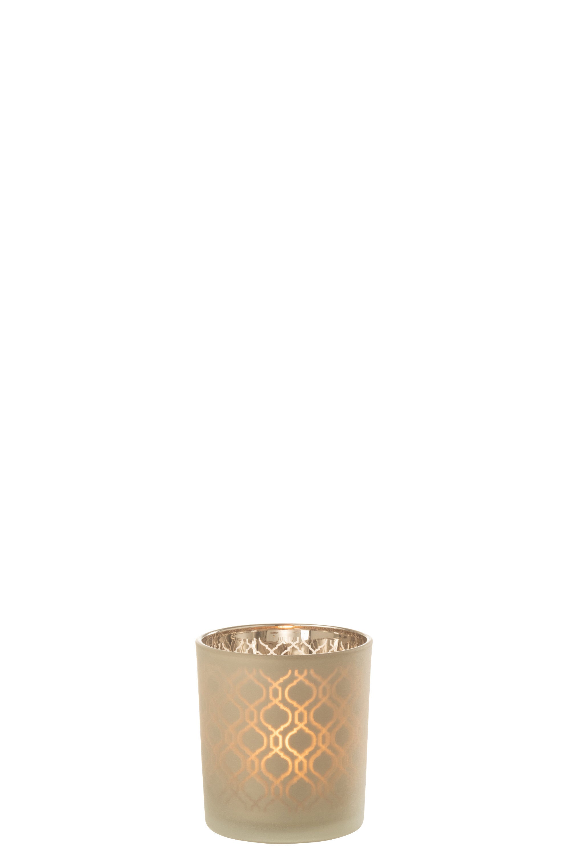 J-Line Theelichthouder Geometrisch Glas Beige Small