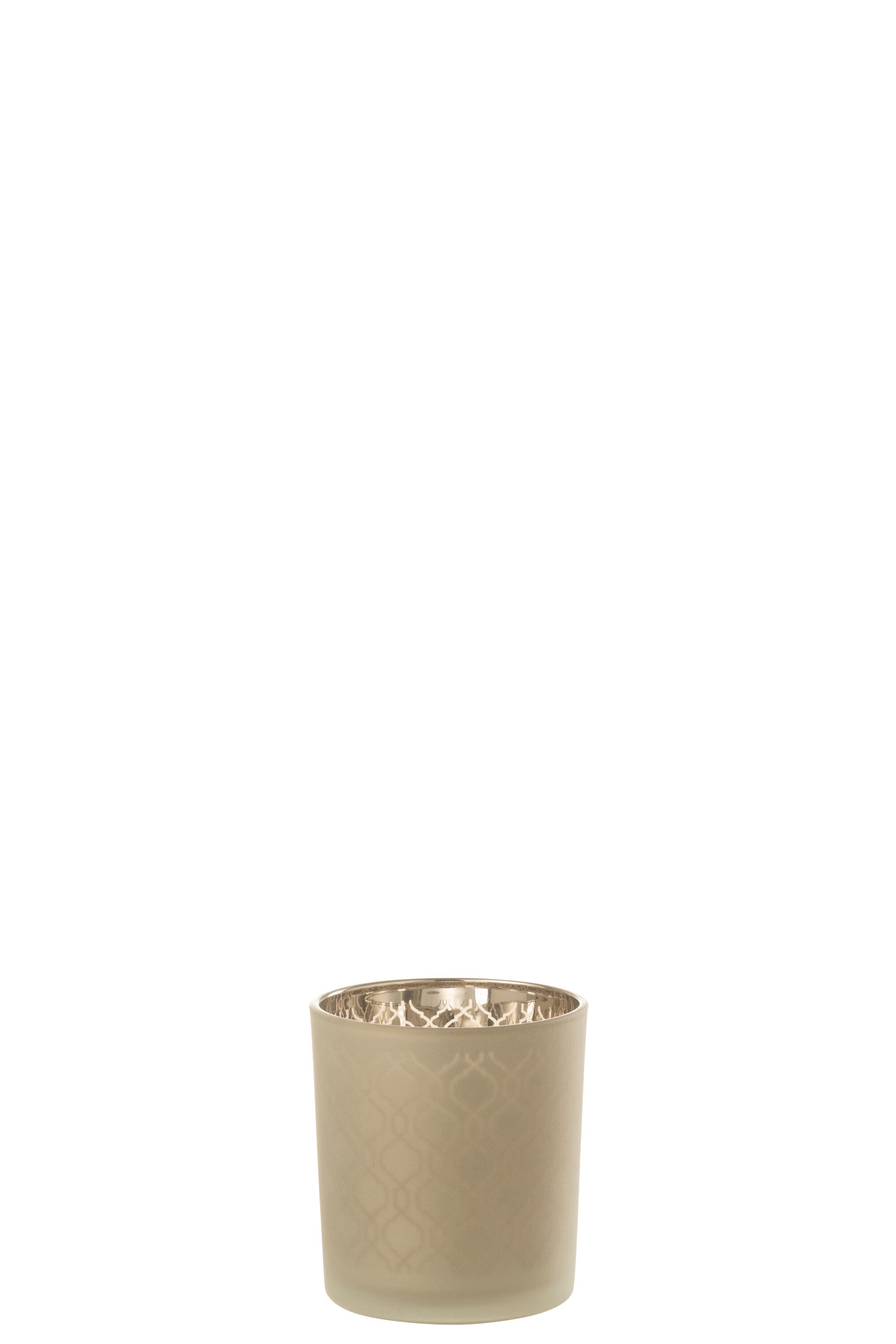J-Line Theelichthouder Geometrisch Glas Beige Small