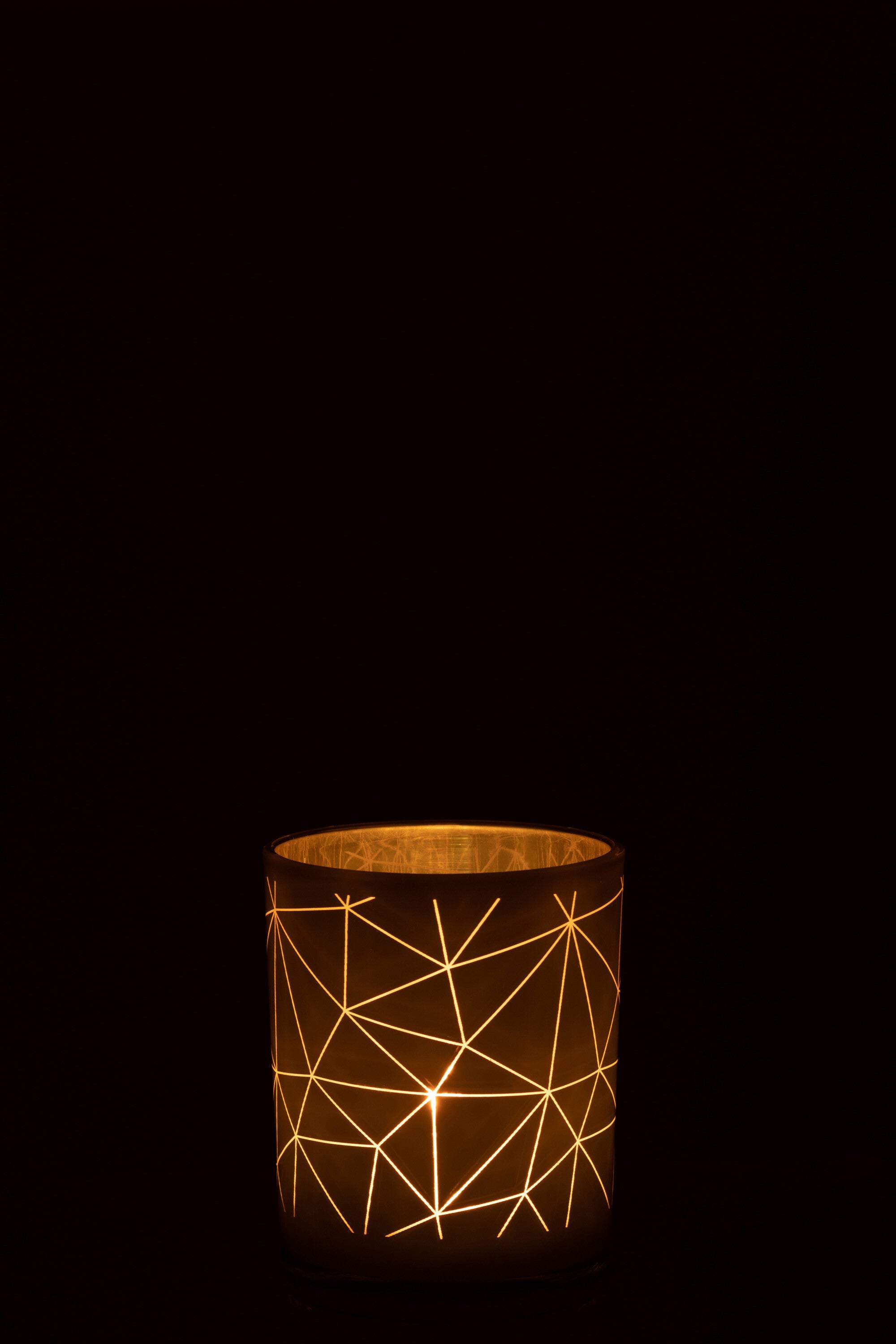 J-Line Lantaarn Milano Glas Wit/Goud Medium