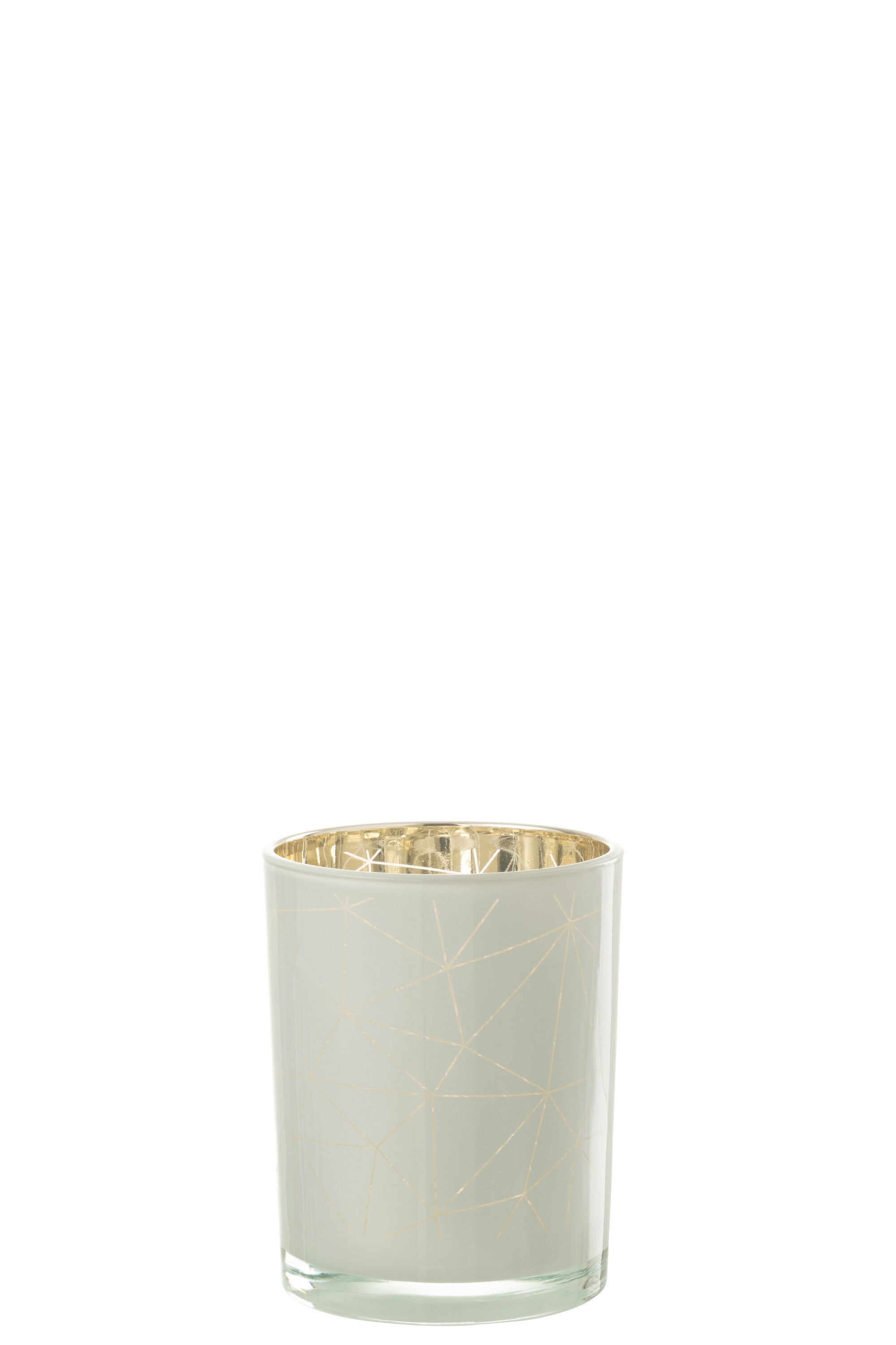 J-Line Lantaarn Milano Glas Wit/Goud Medium