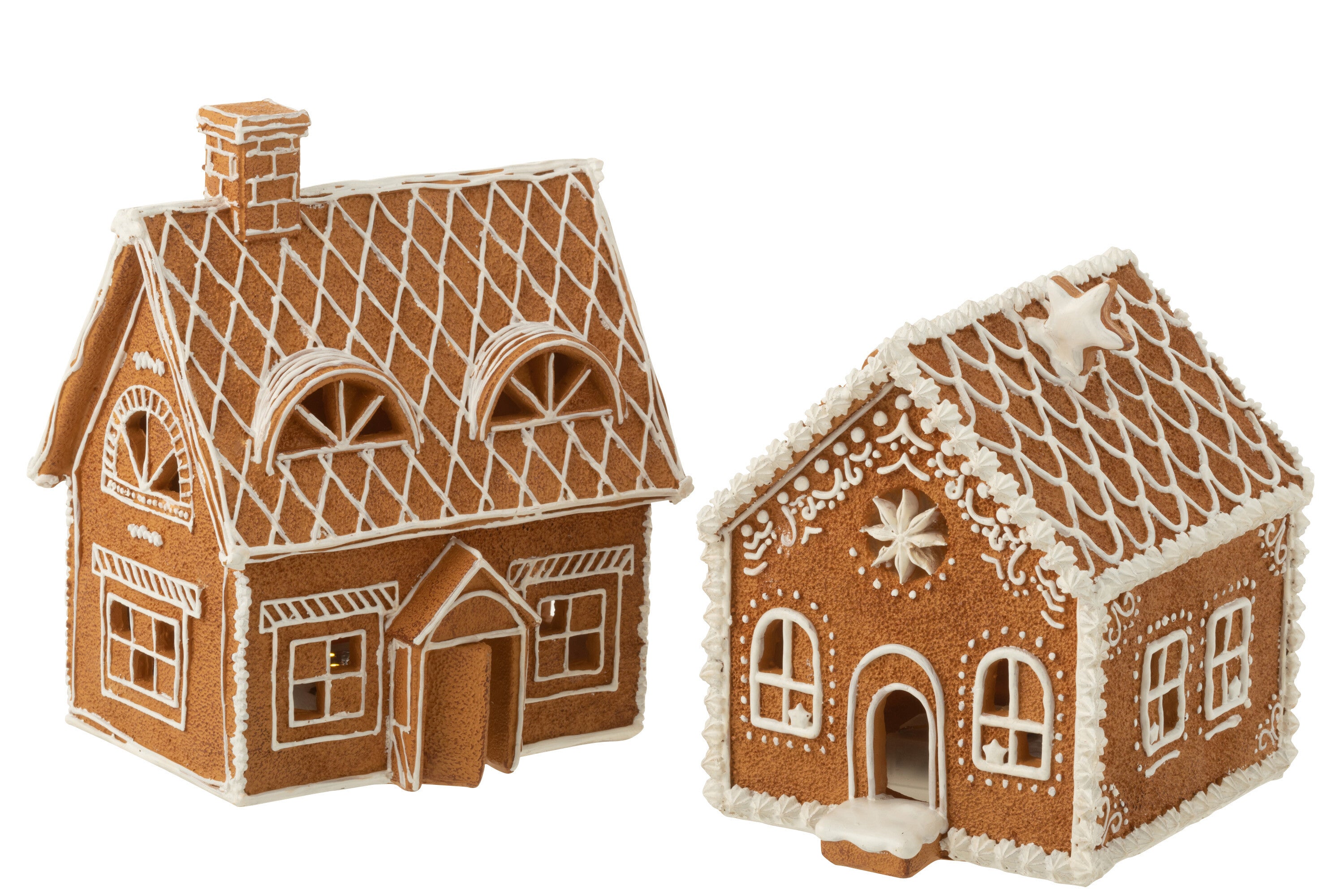 Huis peperkoek rechthoekig LED poly bruin groot