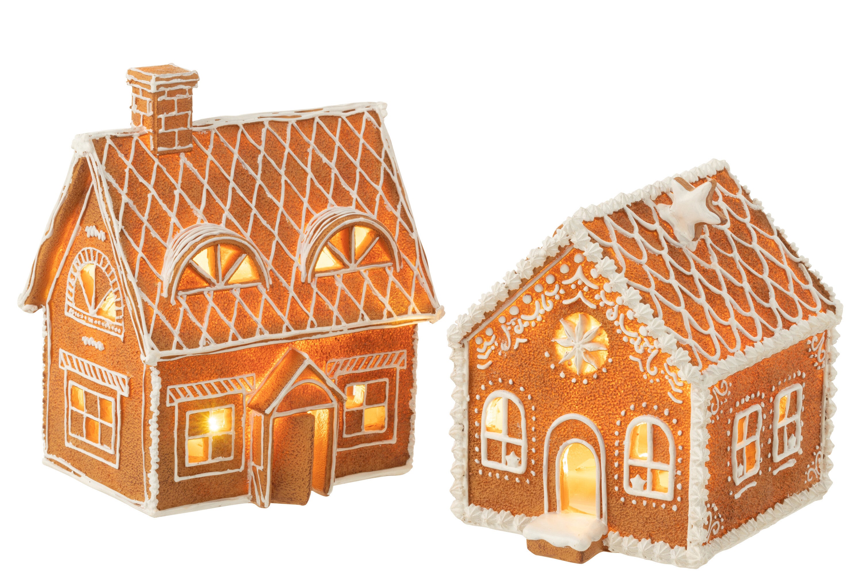 Huis peperkoek rechthoekig LED poly bruin groot