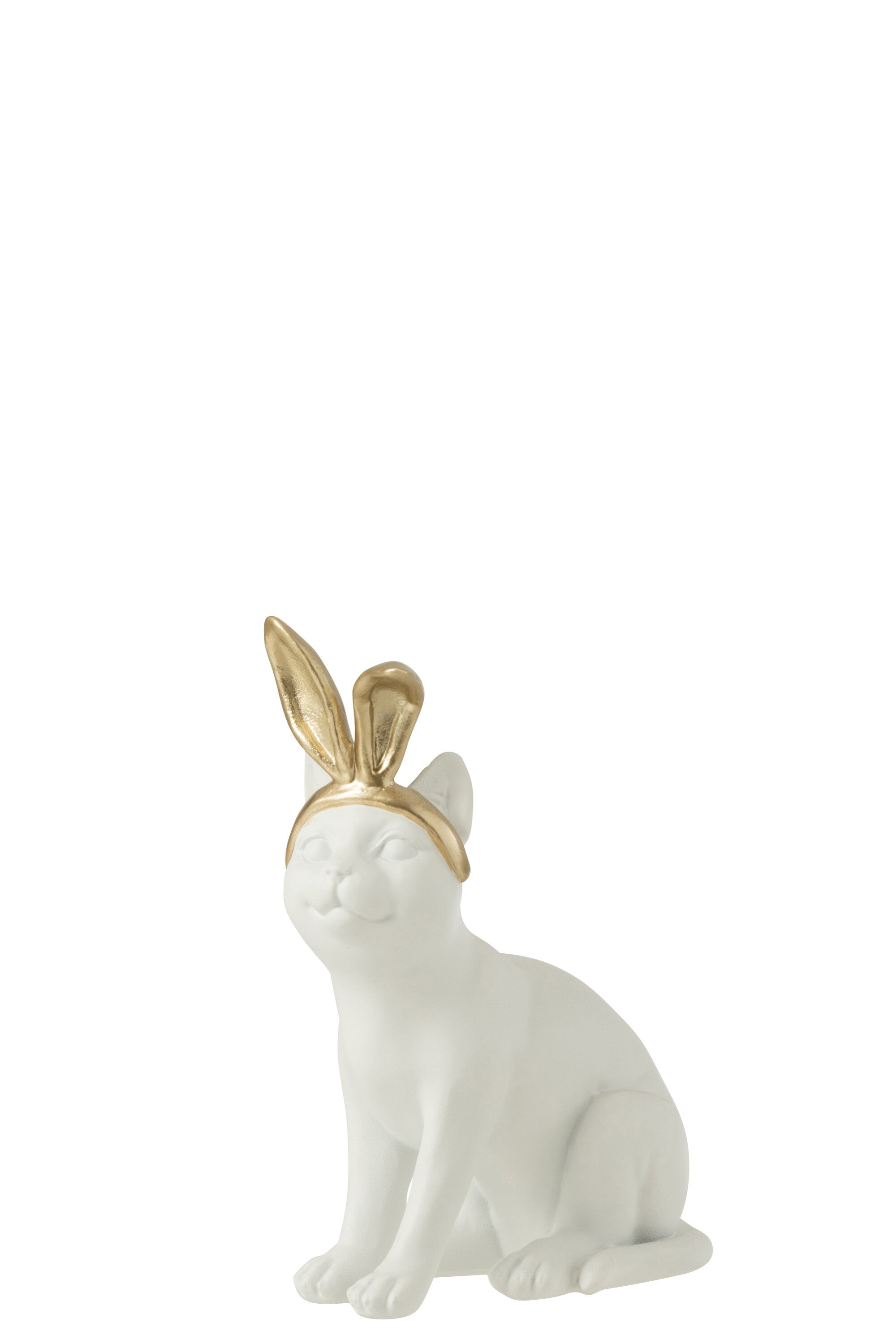 J-Line Kat Oor Resine Goud/Wit Klein