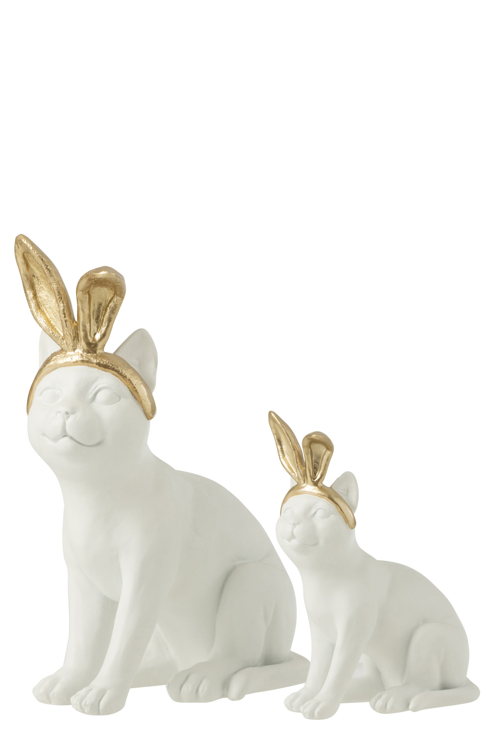 J-Line Kat Oor Resine Goud/Wit Large