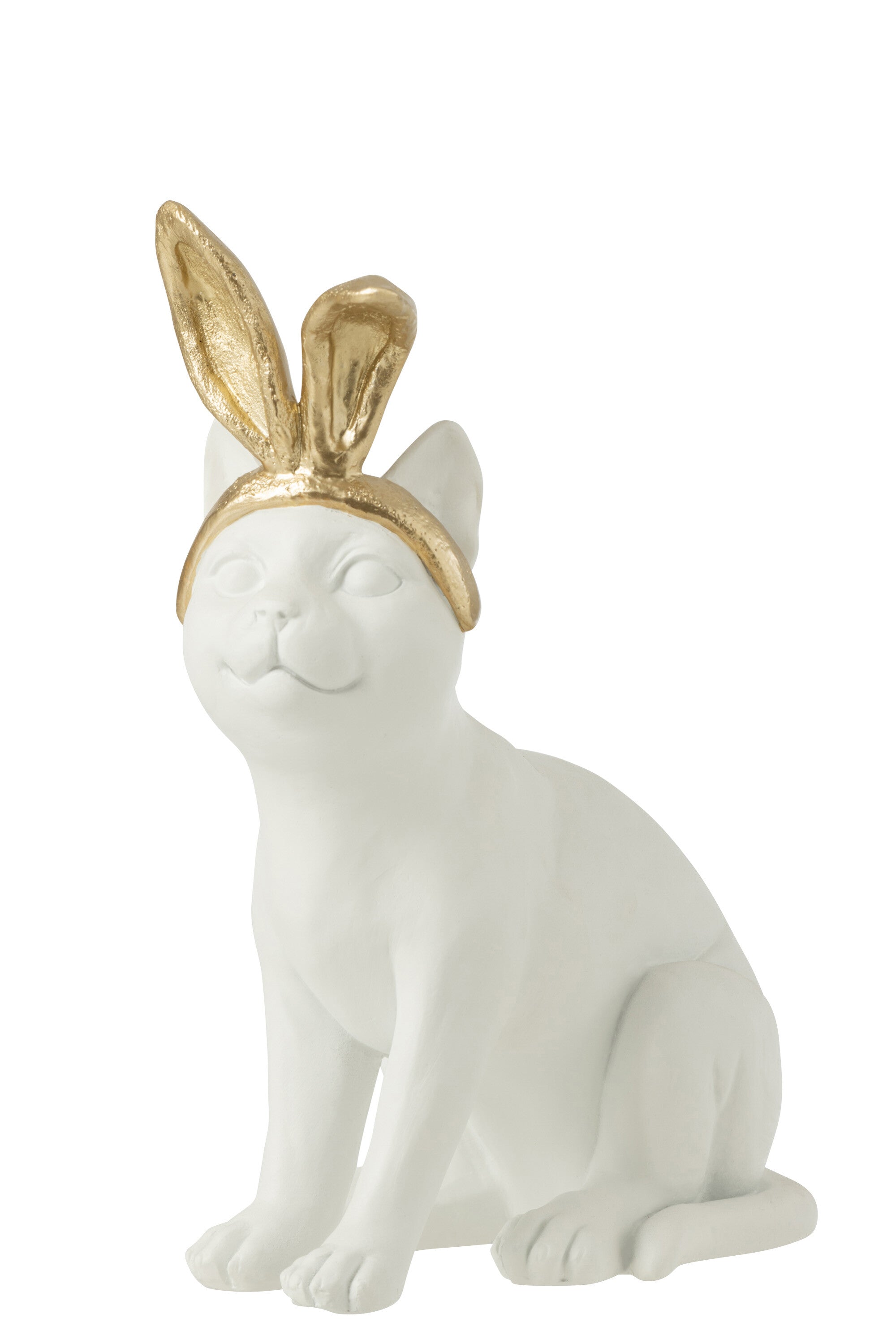 J-Line Kat Oor Resine Goud/Wit Large