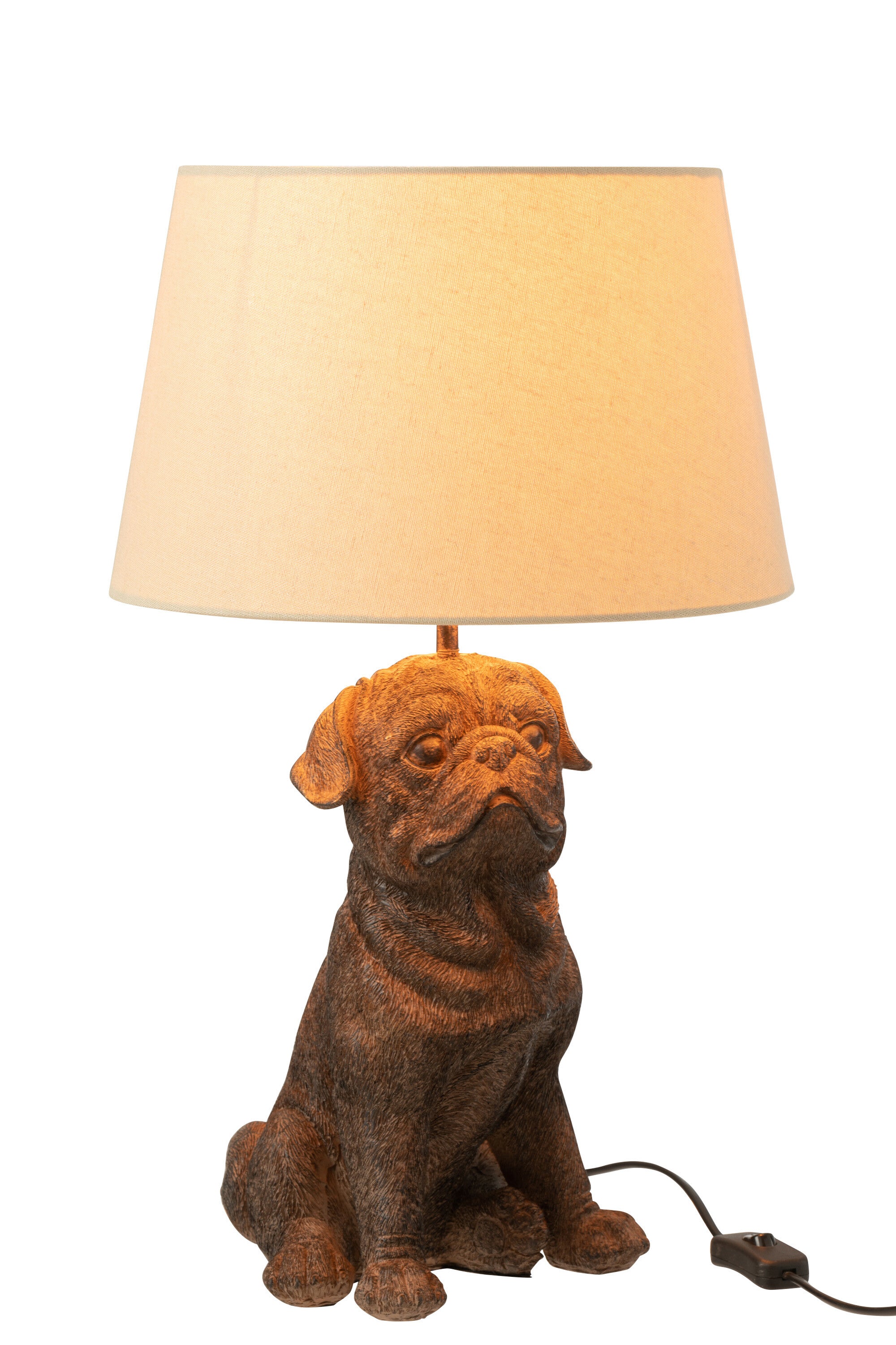 J-Line Lamp Hond Zittend Resine Bruin
