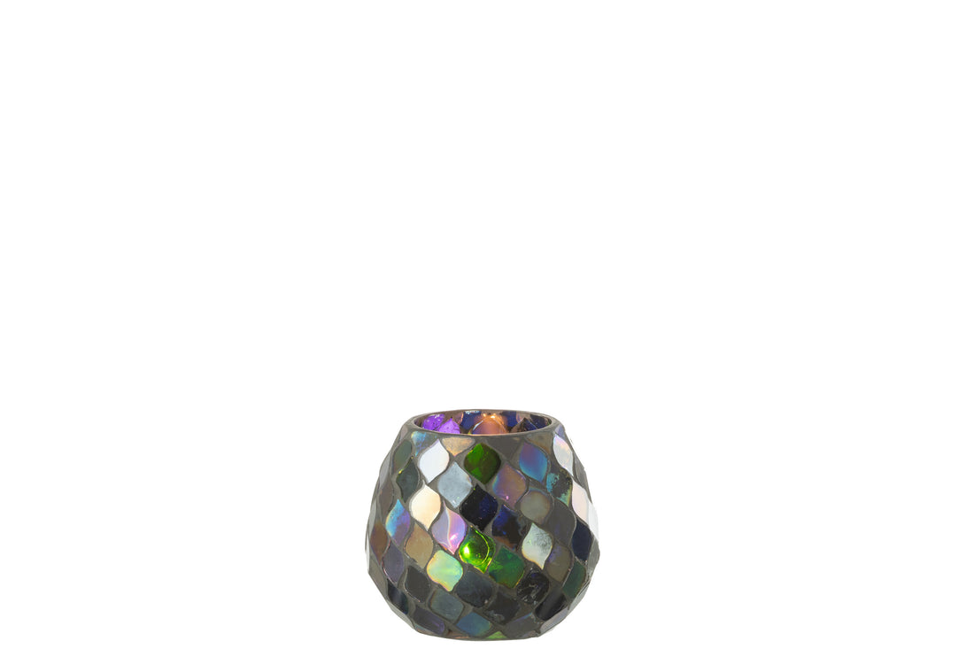 J-Line windlicht Mozaiek - glas - paars - medium