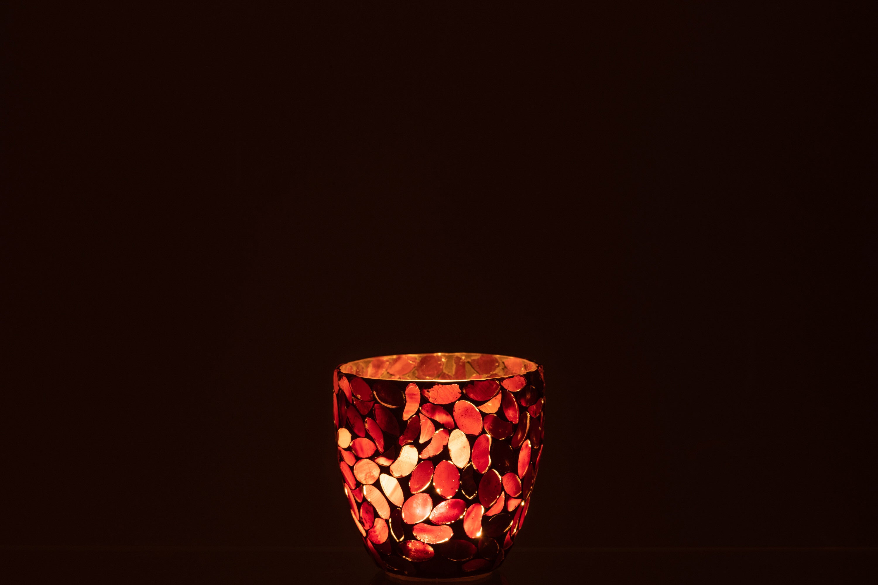 J-Line Theelichthouder Mozaiek Glas Bordeaux Small