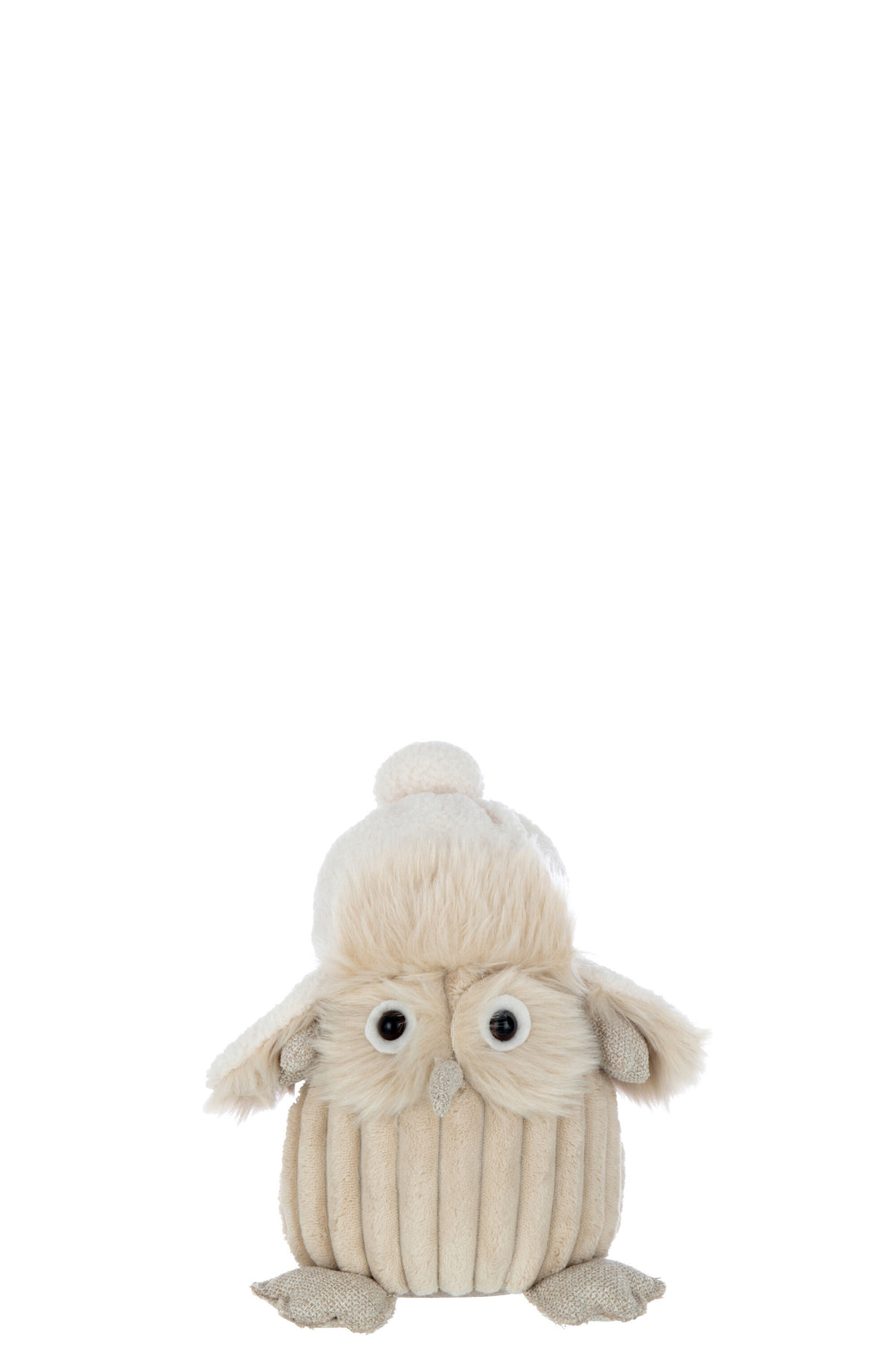 J-Line figuur Owl Hoed - textiel - beige