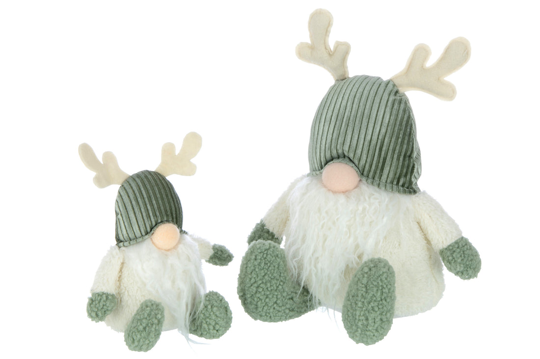 J-Line Kabouter Gewei Textiel Groen/Beige Large