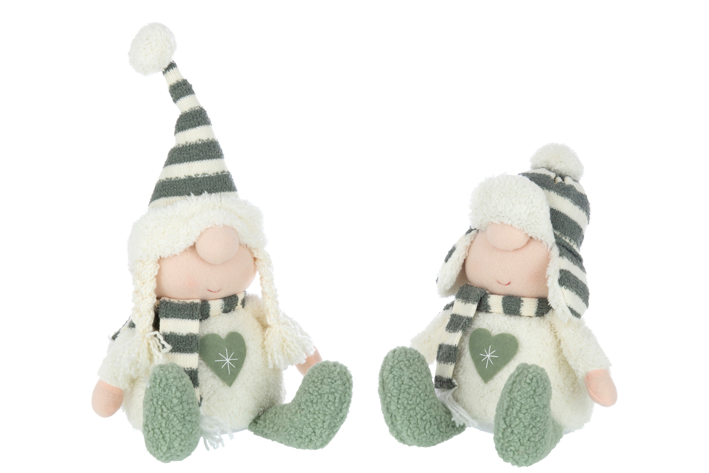 Jongen en Meisje Hart Strepen Textiel Groen/Beige Assortiment Van 2