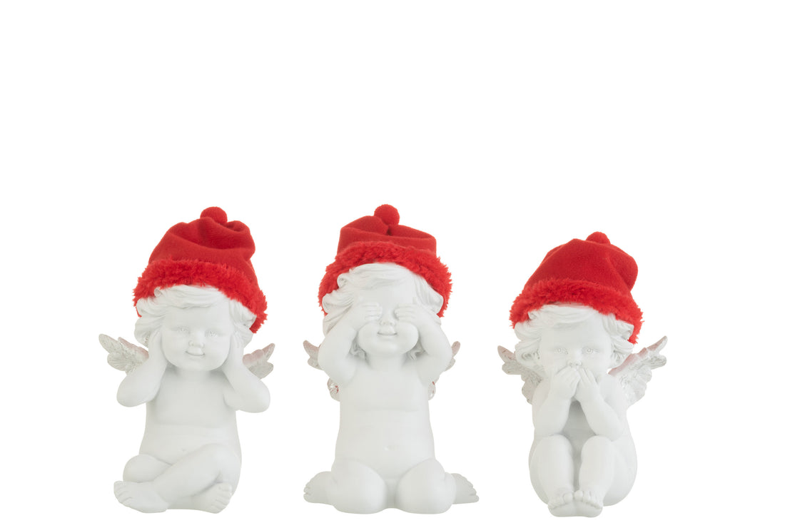 Engel Zien/Horen/Spreken Hoed Poly Rood/Wit Klein Assortiment Van 3