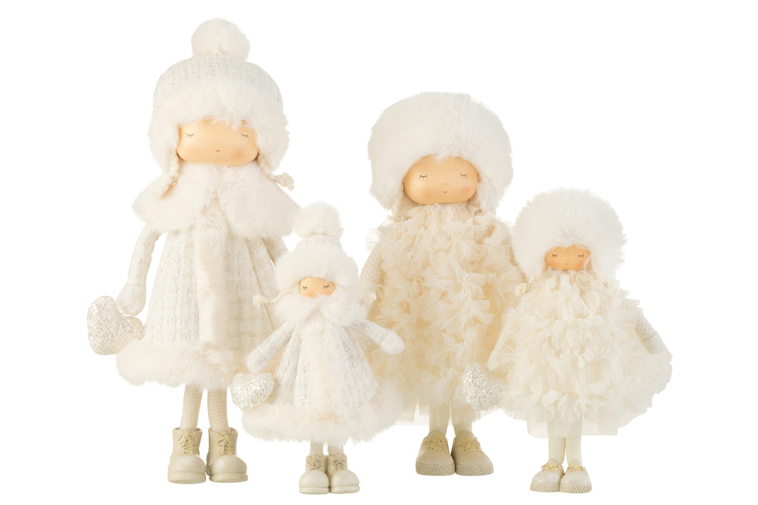 Meisje Staand Bont Textiel Wit Groot Assortiment Van 2