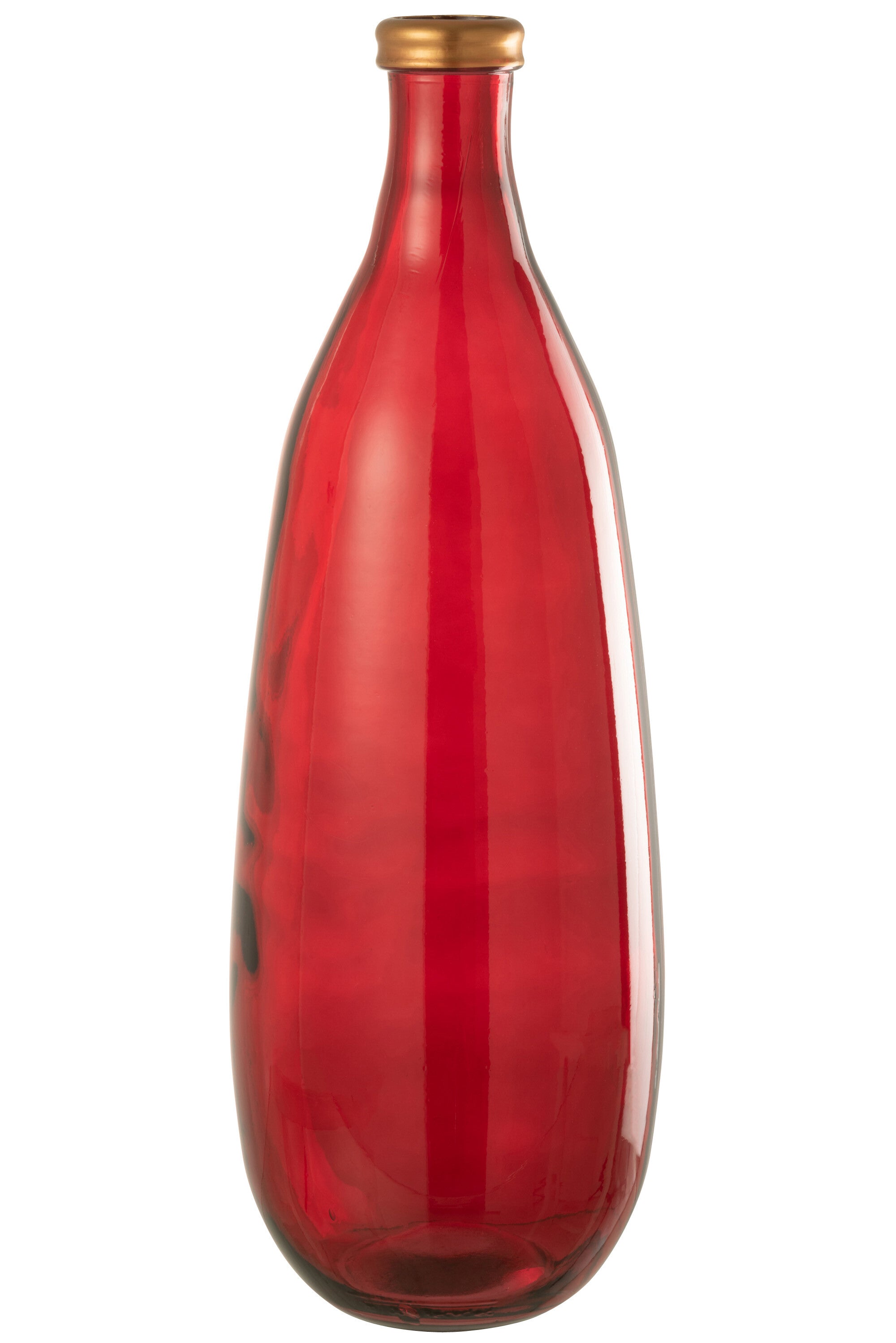 J-Line Vaas Goud Boord Glas Rood Large - 75.00 cm hoog