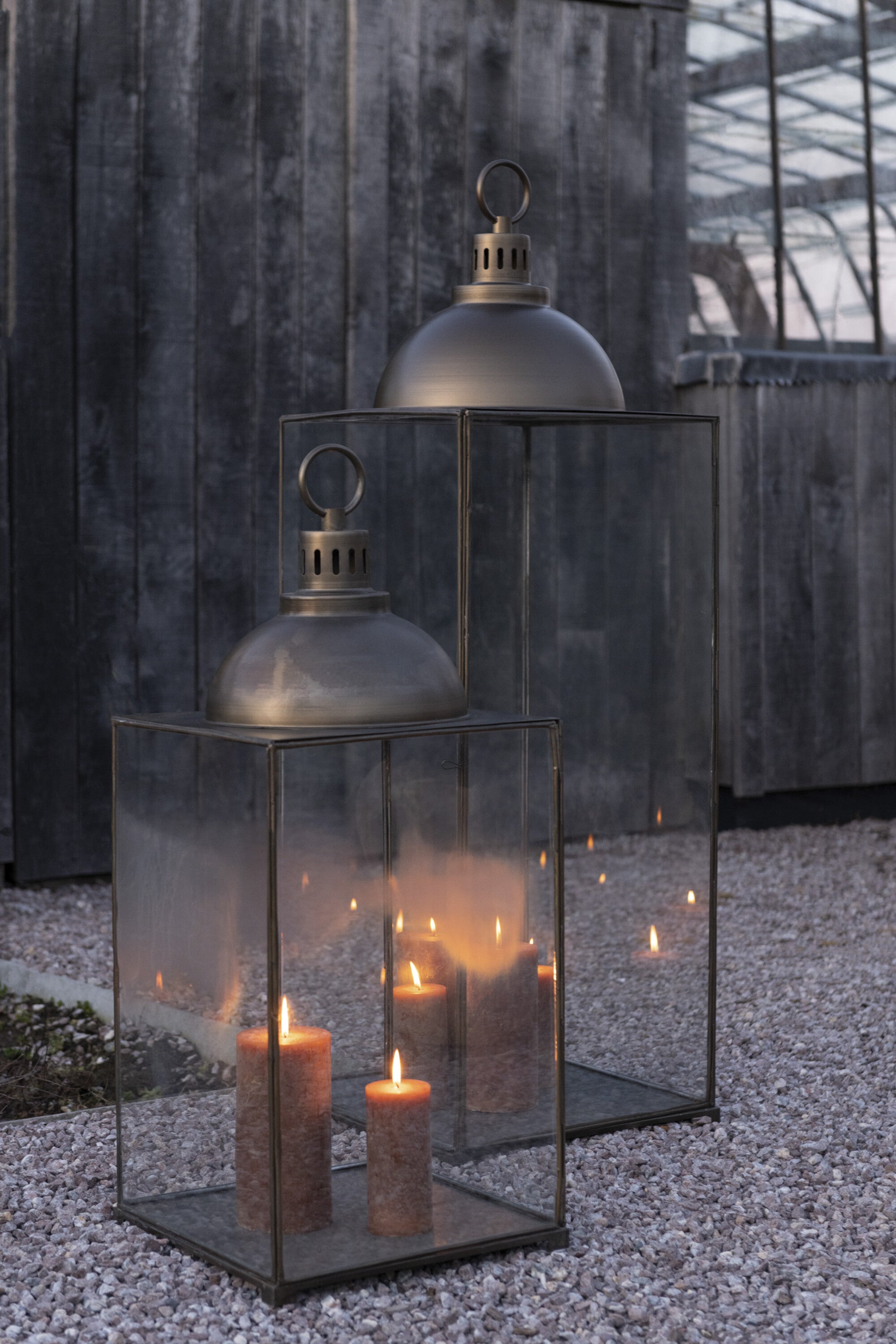 Lantaarn Hagrid Glas/IJzer Brons L