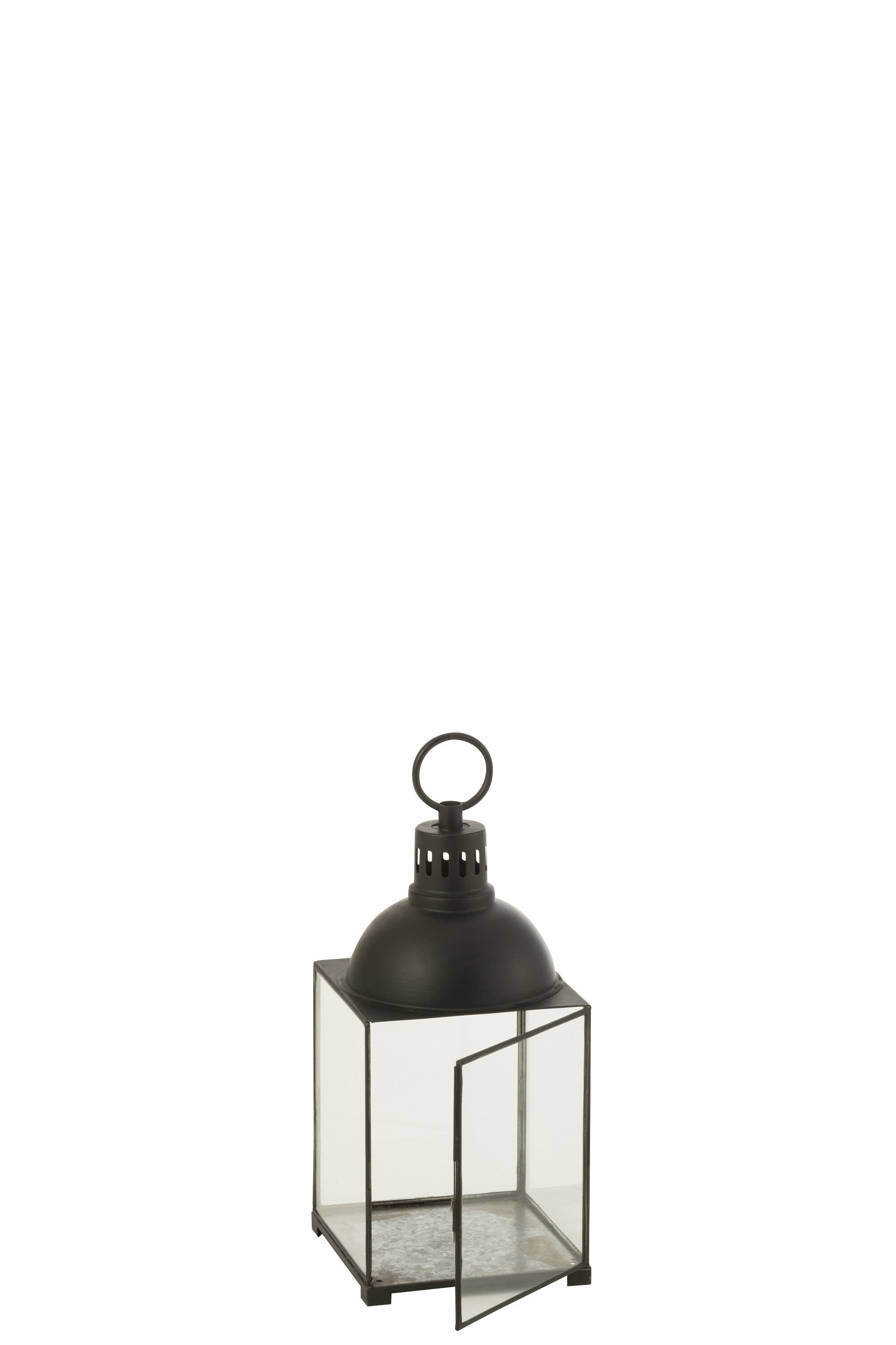 J-Line lantaarn Hagrid - glas/ijzer - zwart - small