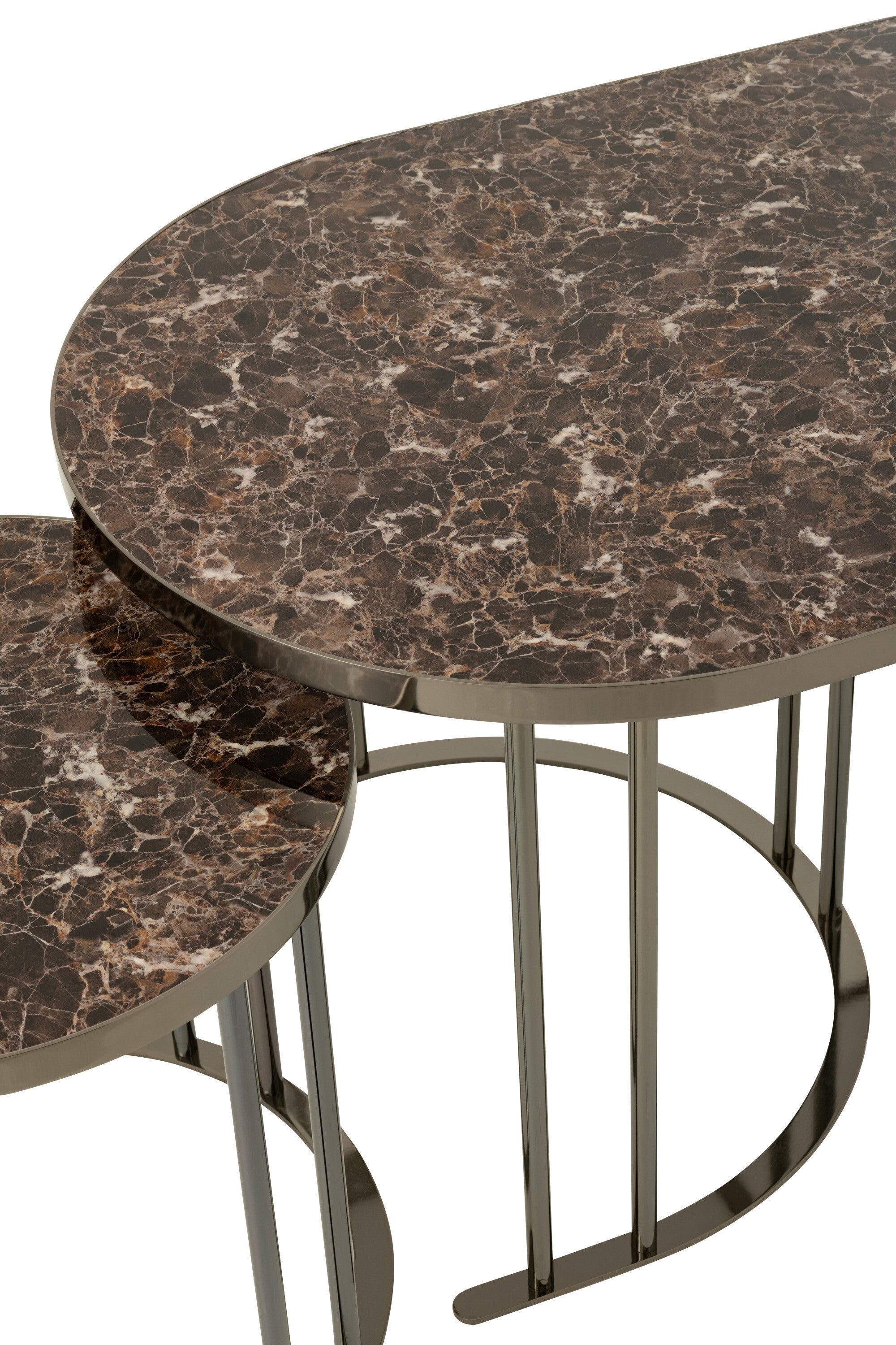 J-Line Set Van 3 Salontafels Zilver/Bruin Metaal/Mdf - 120.00 x 60.00 x 48.00 cm