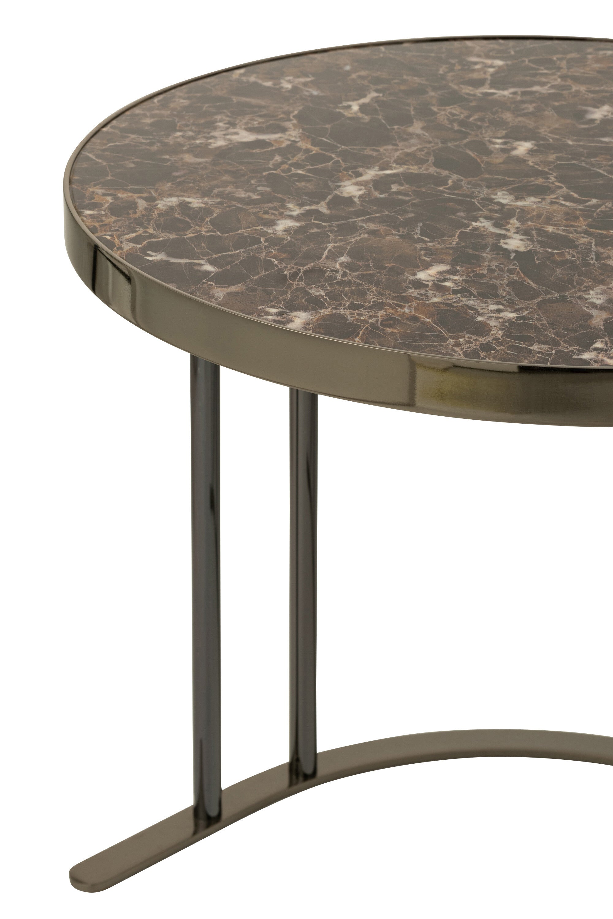 J-Line Set Van 3 Salontafels Zilver/Bruin Metaal/Mdf - 120.00 x 60.00 x 48.00 cm