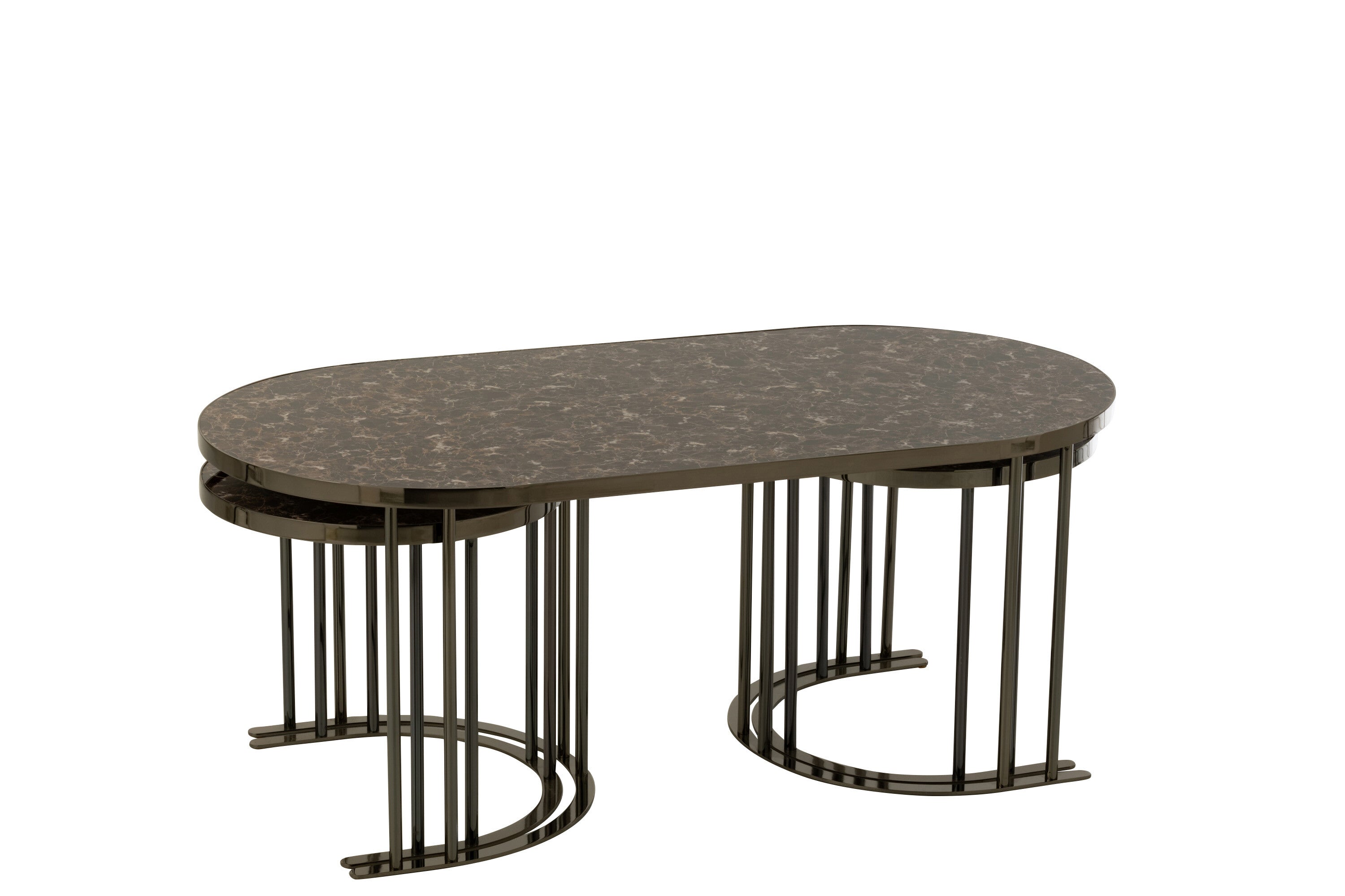J-Line Set Van 3 Salontafels Zilver/Bruin Metaal/Mdf - 120.00 x 60.00 x 48.00 cm