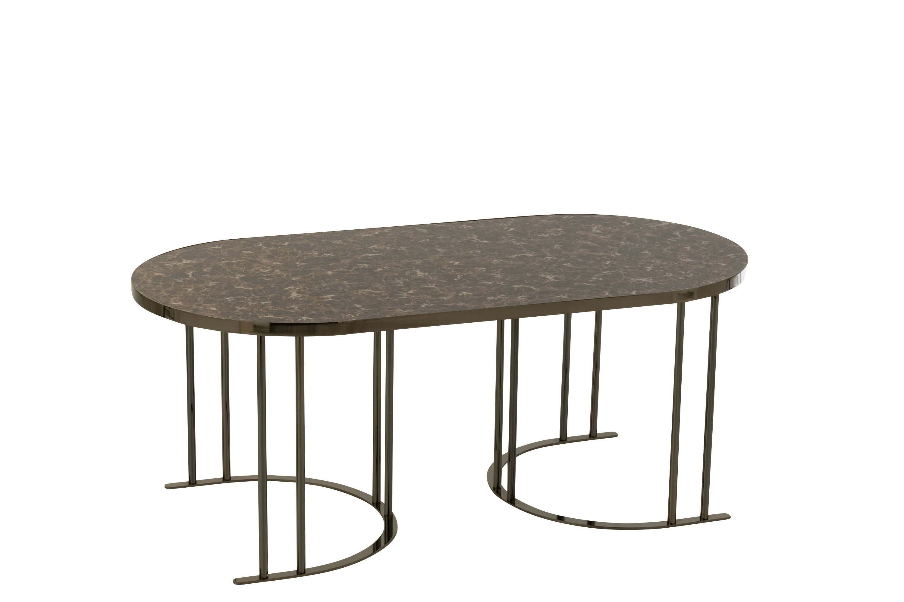 J-Line Set Van 3 Salontafels Zilver/Bruin Metaal/Mdf - 120.00 x 60.00 x 48.00 cm