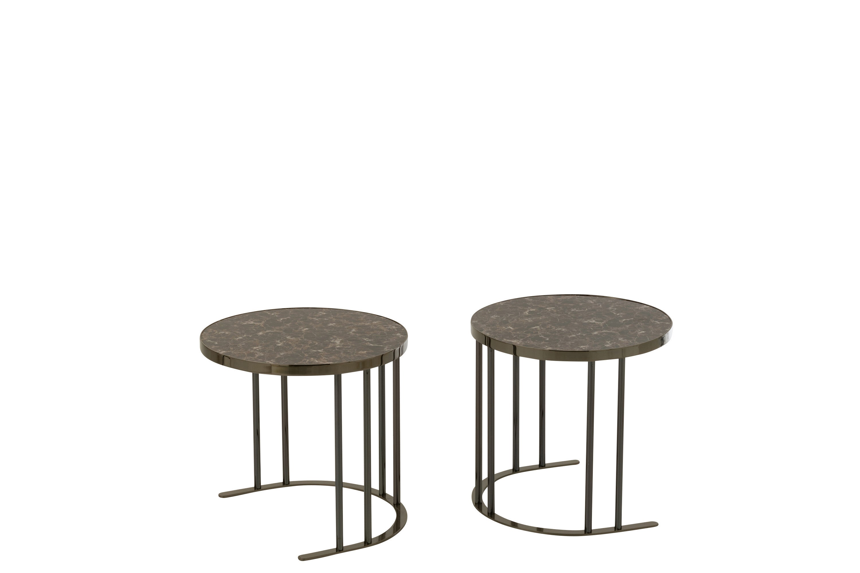 J-Line Set Van 3 Salontafels Zilver/Bruin Metaal/Mdf - 120.00 x 60.00 x 48.00 cm