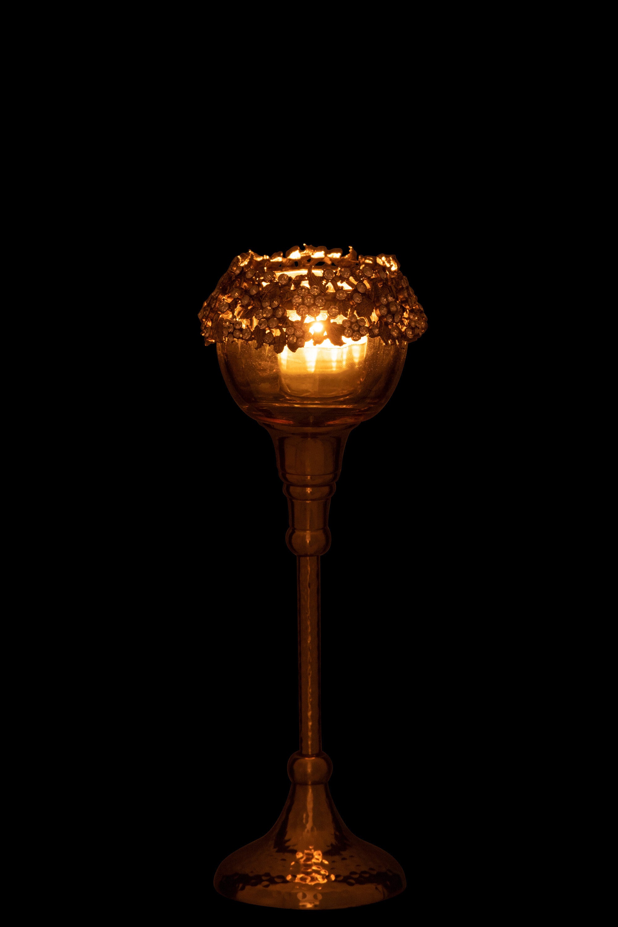 J-Line Theelichthouder Viane Metaal/Glas Goud/Brons Medium