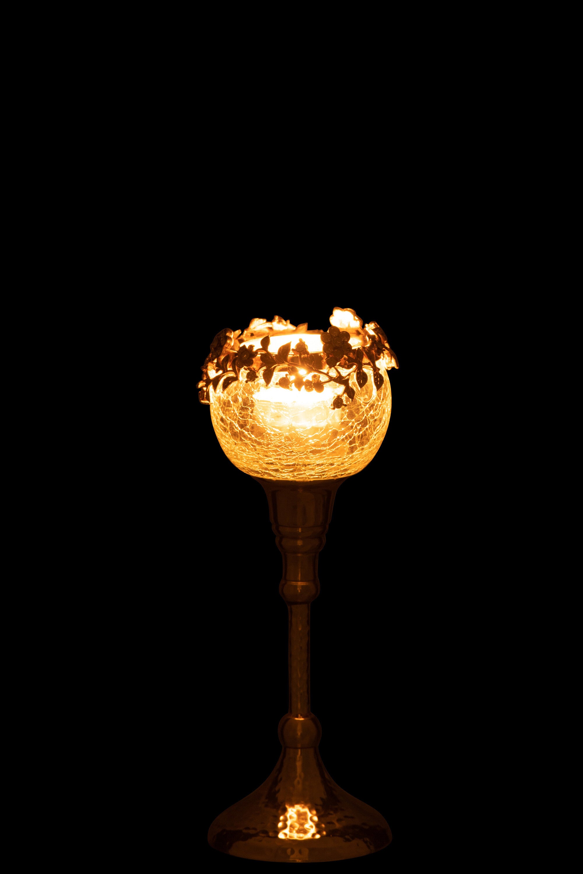 J-Line Theelichthouder Viane Metaal/Glas Goud/Transparant Small