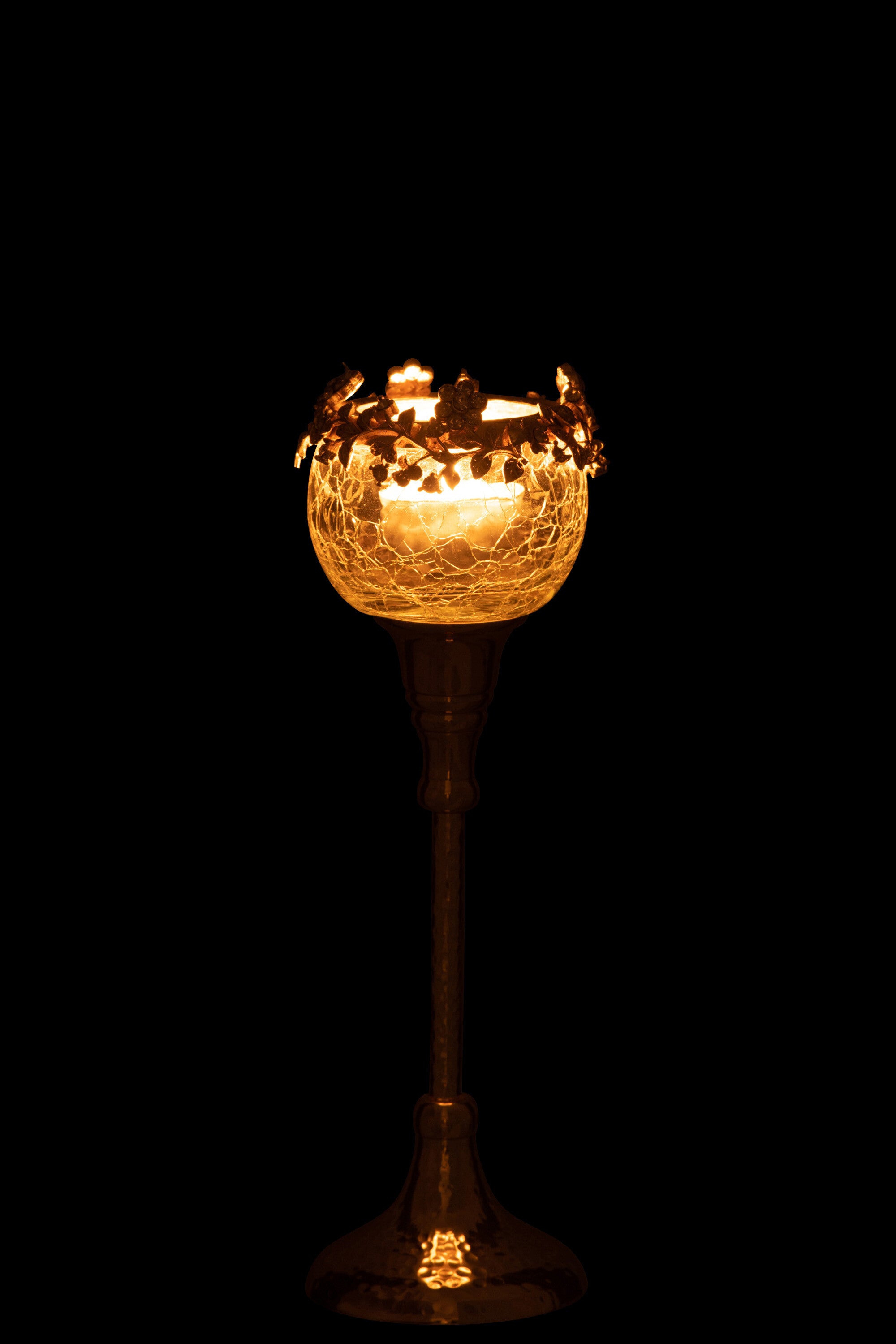 J-Line Theelichthouder Viane Metaal/Glas Goud/Transparant Medium