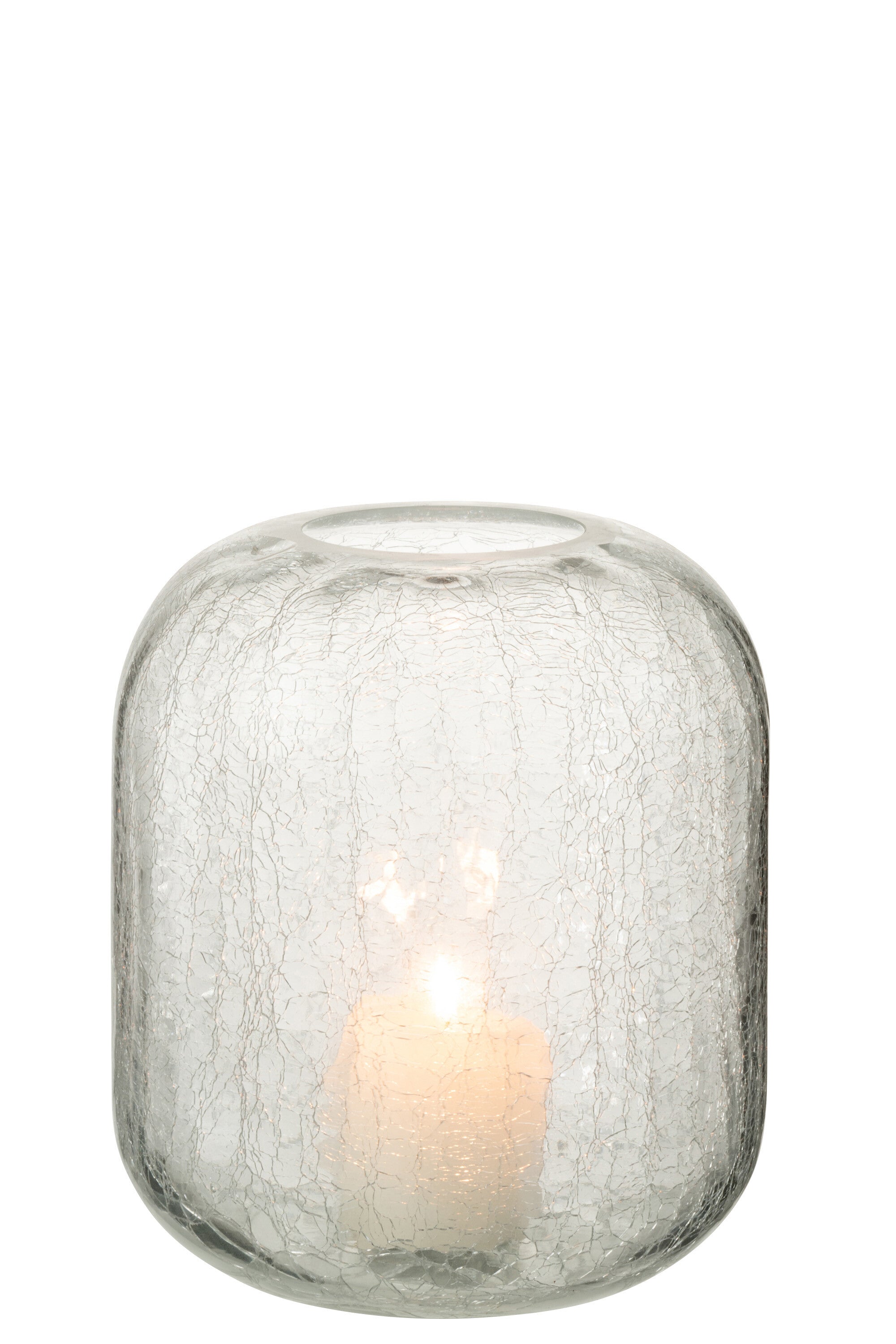 J-Line Lantaarn Craquele Glas Transparant Medium
