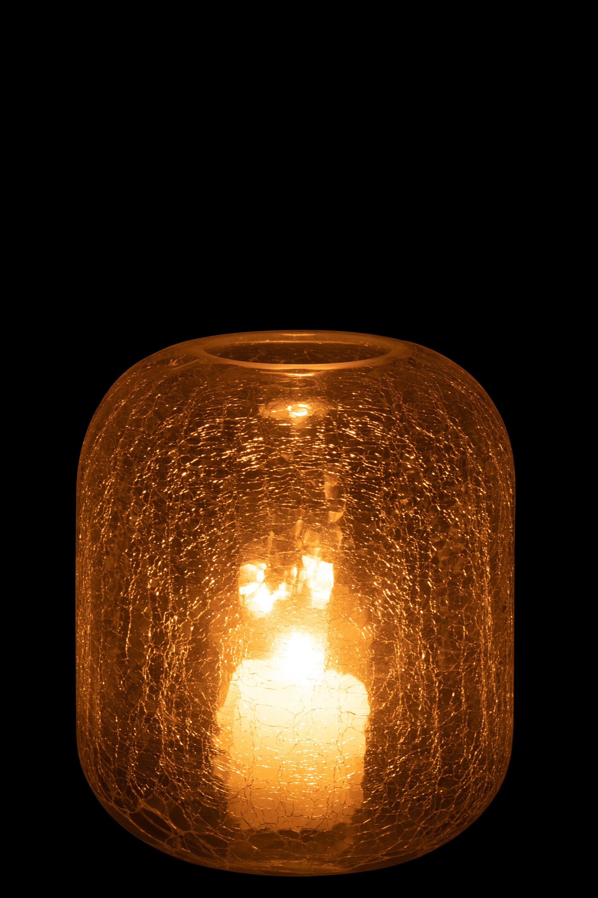 J-Line Lantaarn Craquele Glas Transparant Medium