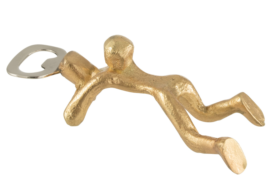 J-Line Persoon flesopener - staal - goud