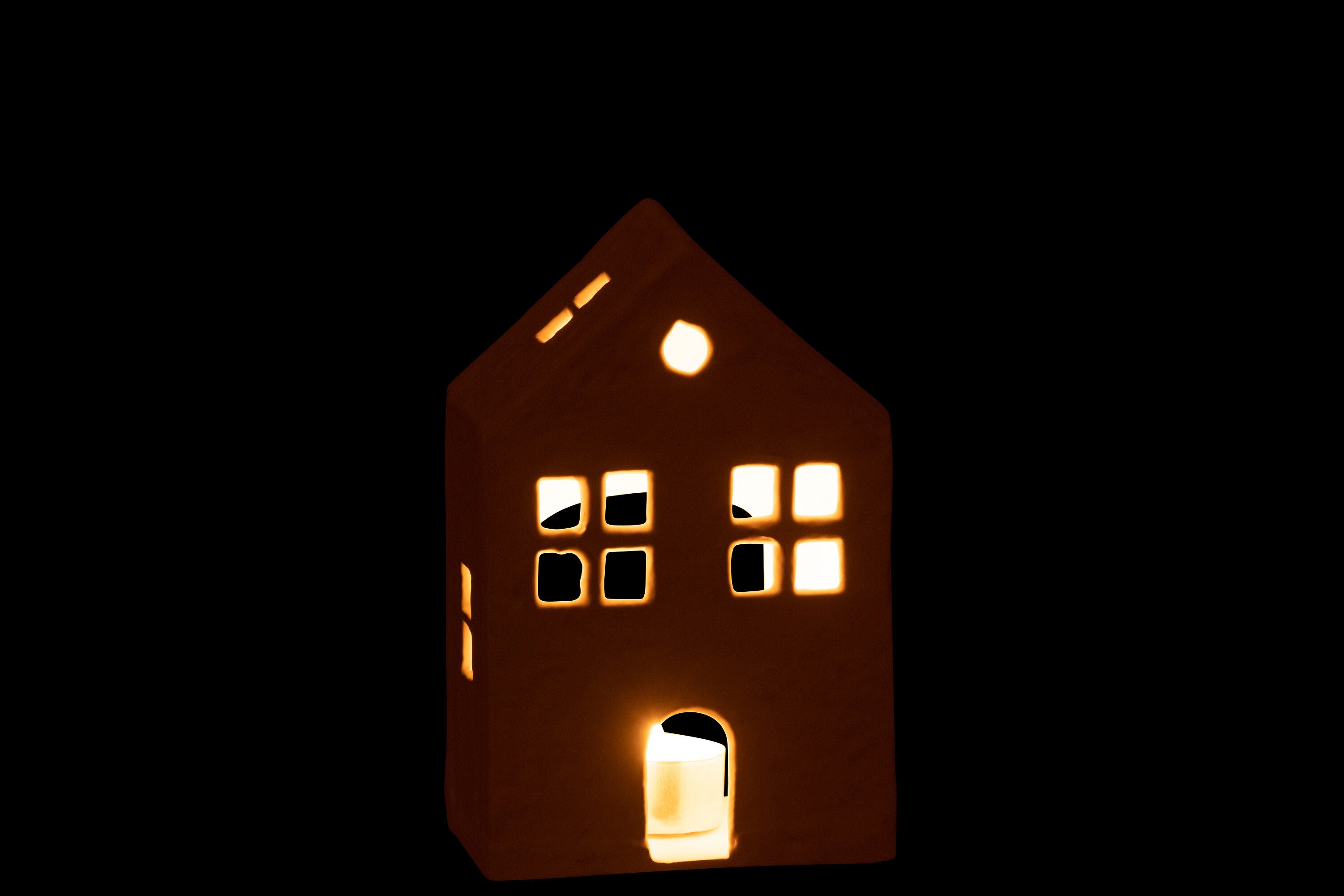 Theelichthouder Huis Aluminium Wit