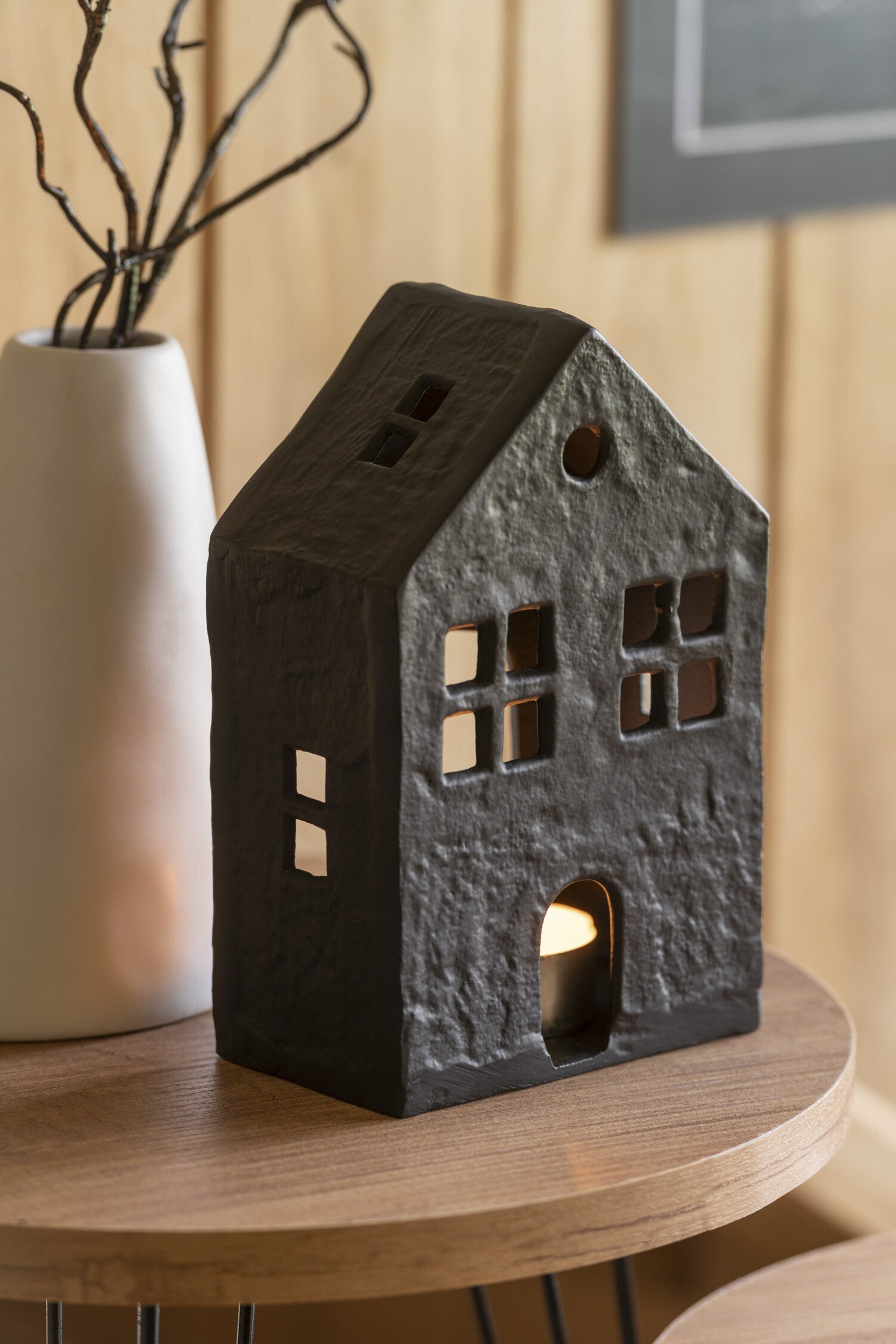 Kaarsenhouder Huis Aluminium Zwart