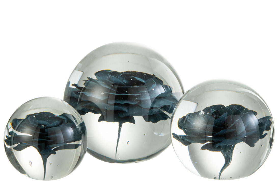 J-Line Presse Papier Bloem Glas Blauw Large