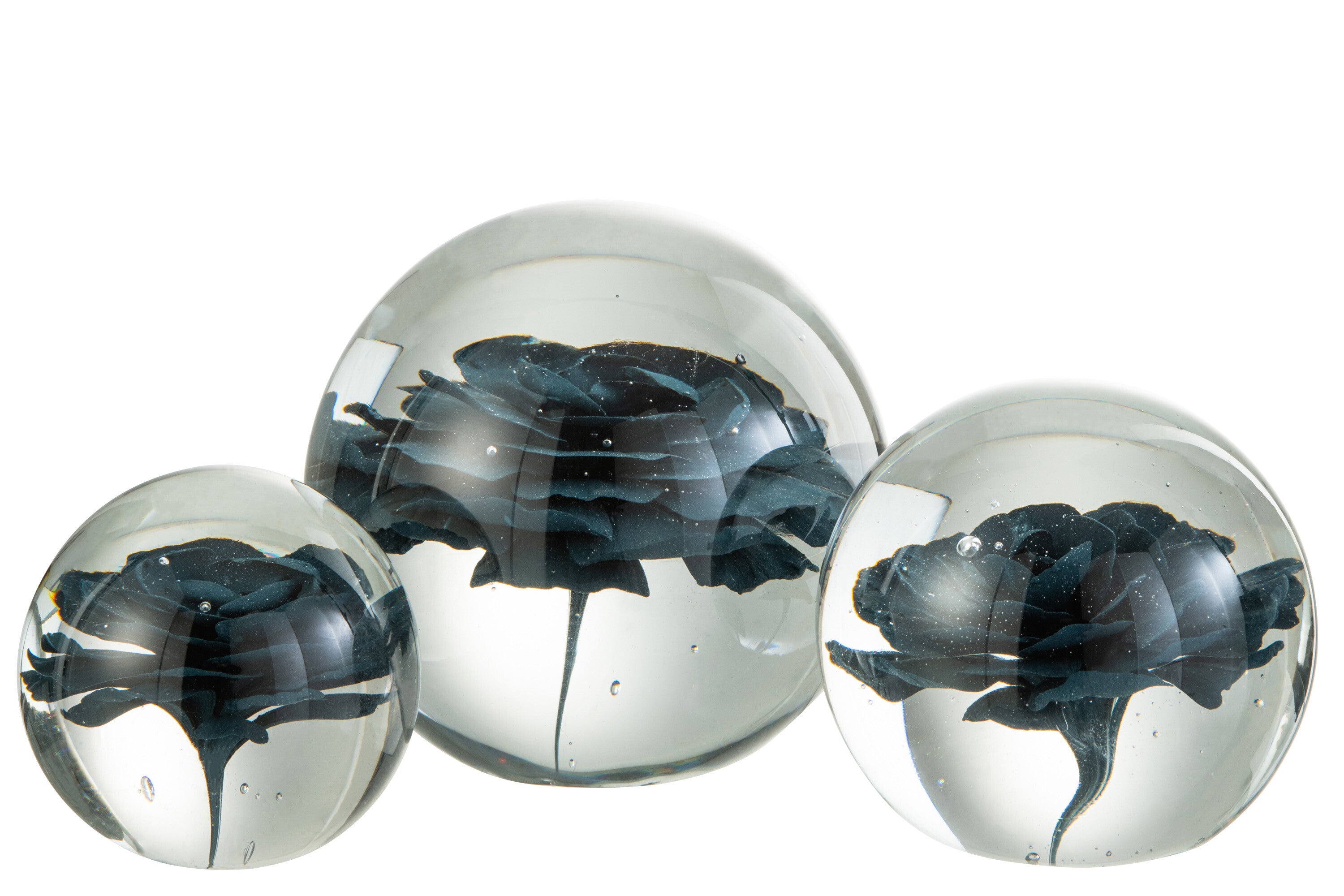 J-Line Presse Papier Bloem Glas Blauw Large