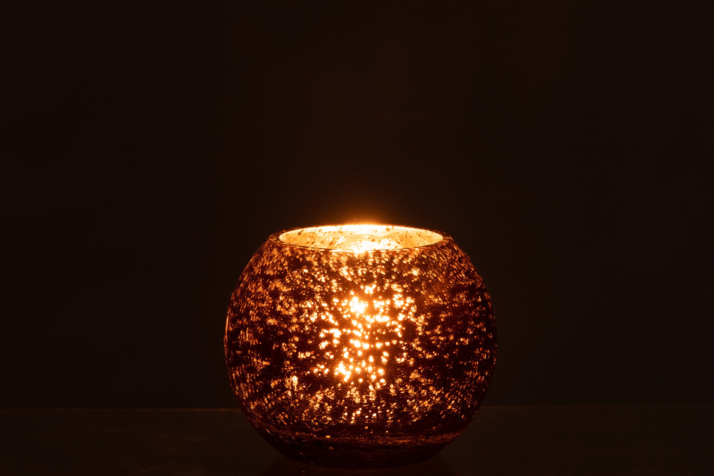 Orkaan Lichtbal Craquelure Glas Parel Effect Bruin Klein