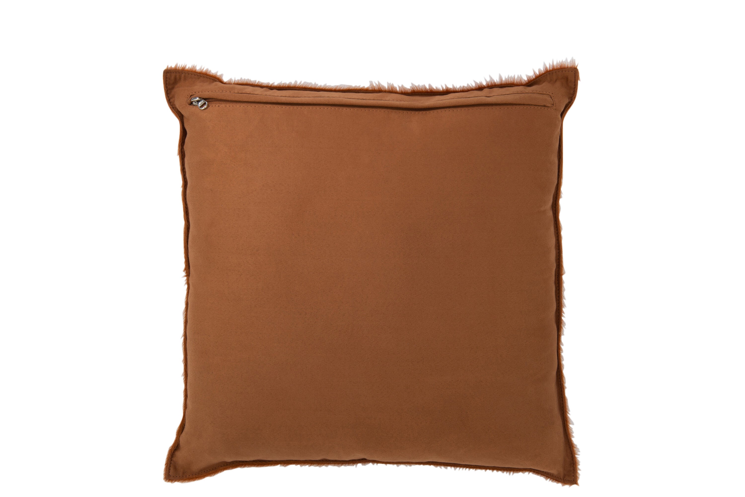 J-Line Kussen Koehaar Leder Camel