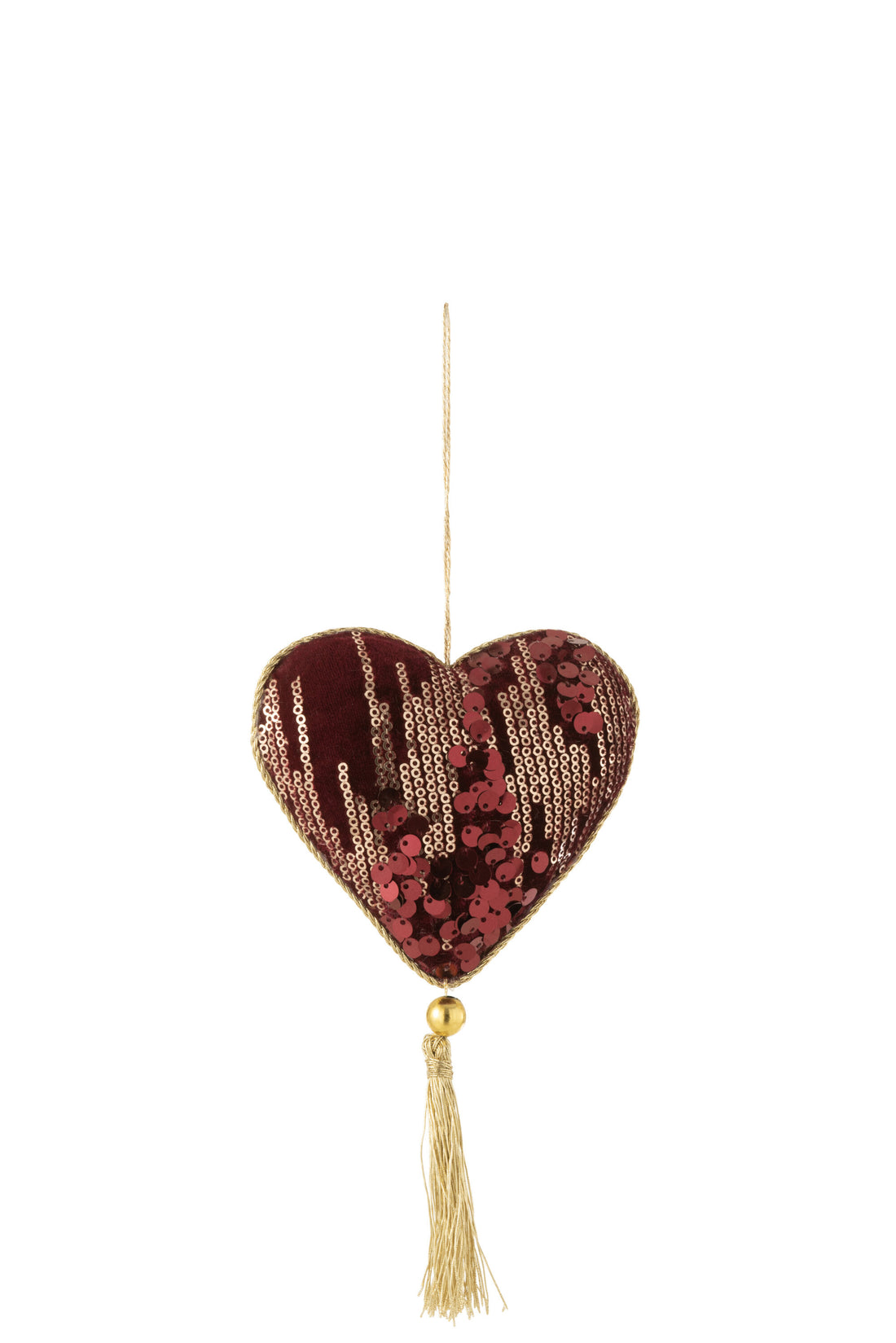 J-Line Hart Hanger Pailletten Textiel Burgundy
