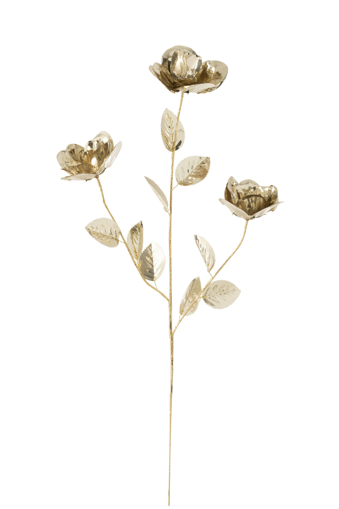 J-Line Tak 3 Bloemen+Blaadjes Plastiek Goud