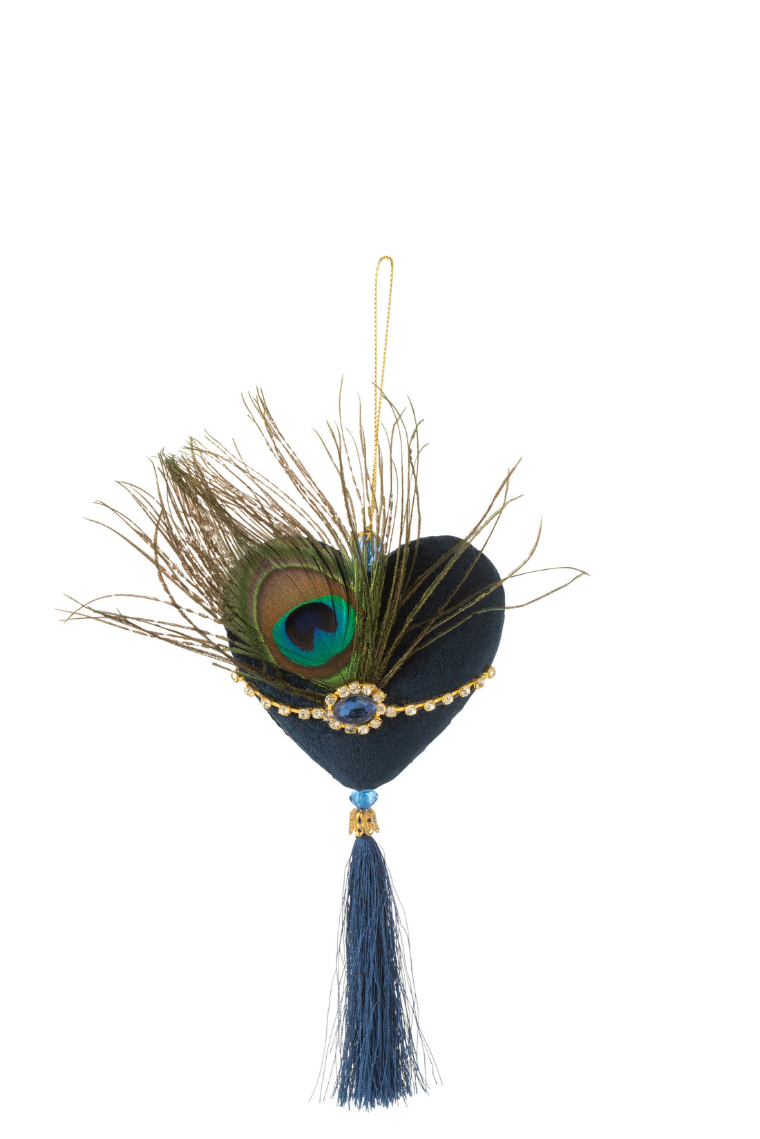 J-Line Hart Hanger+Veren Textiel Blauw/Groen