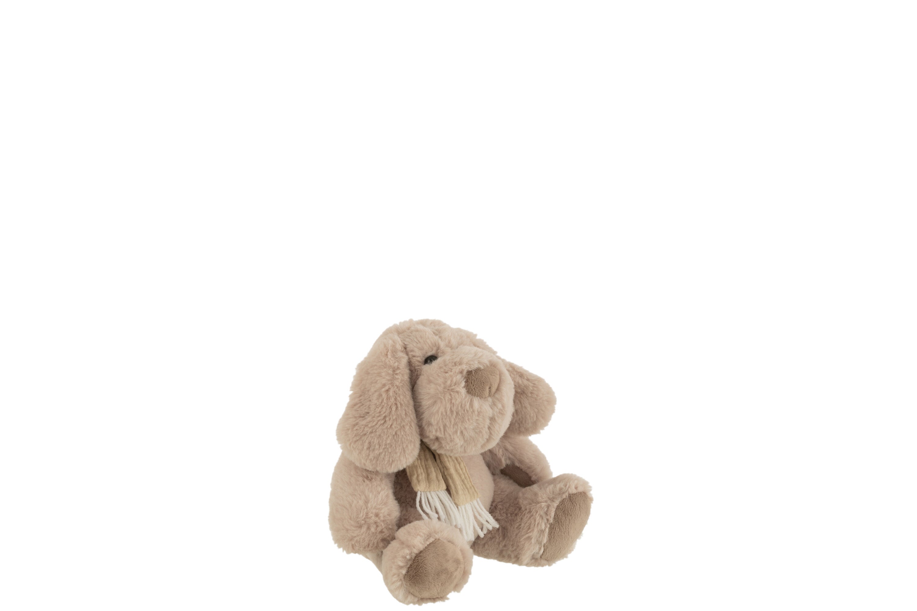 Hond+sjaal Zittend Textiel Beige Klein