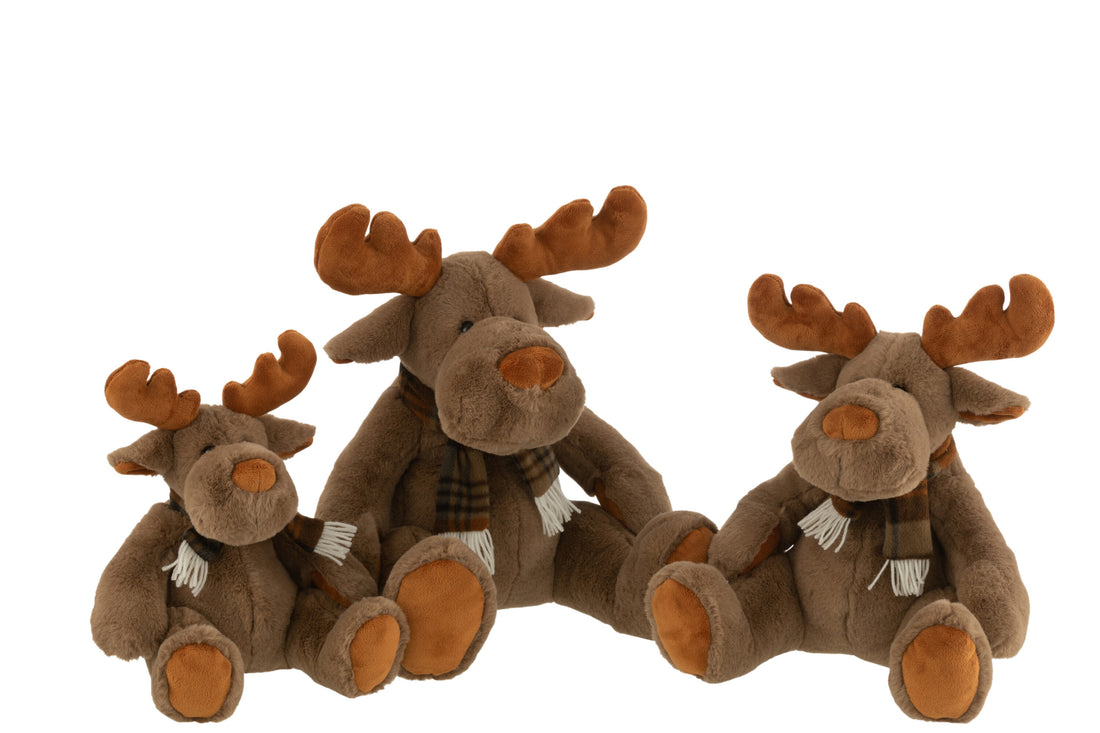 Rendier+sjaal Zittend Textiel Bruin Groot