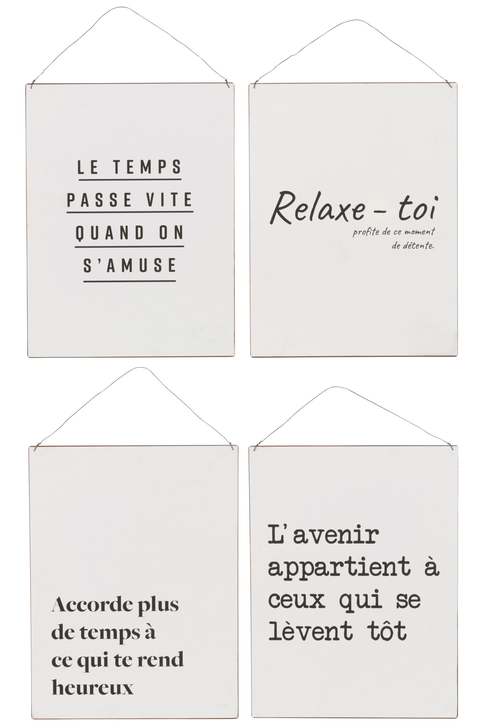 Placard Fr/E Tex Metaal Wit/Zwart Assortiment Van 4