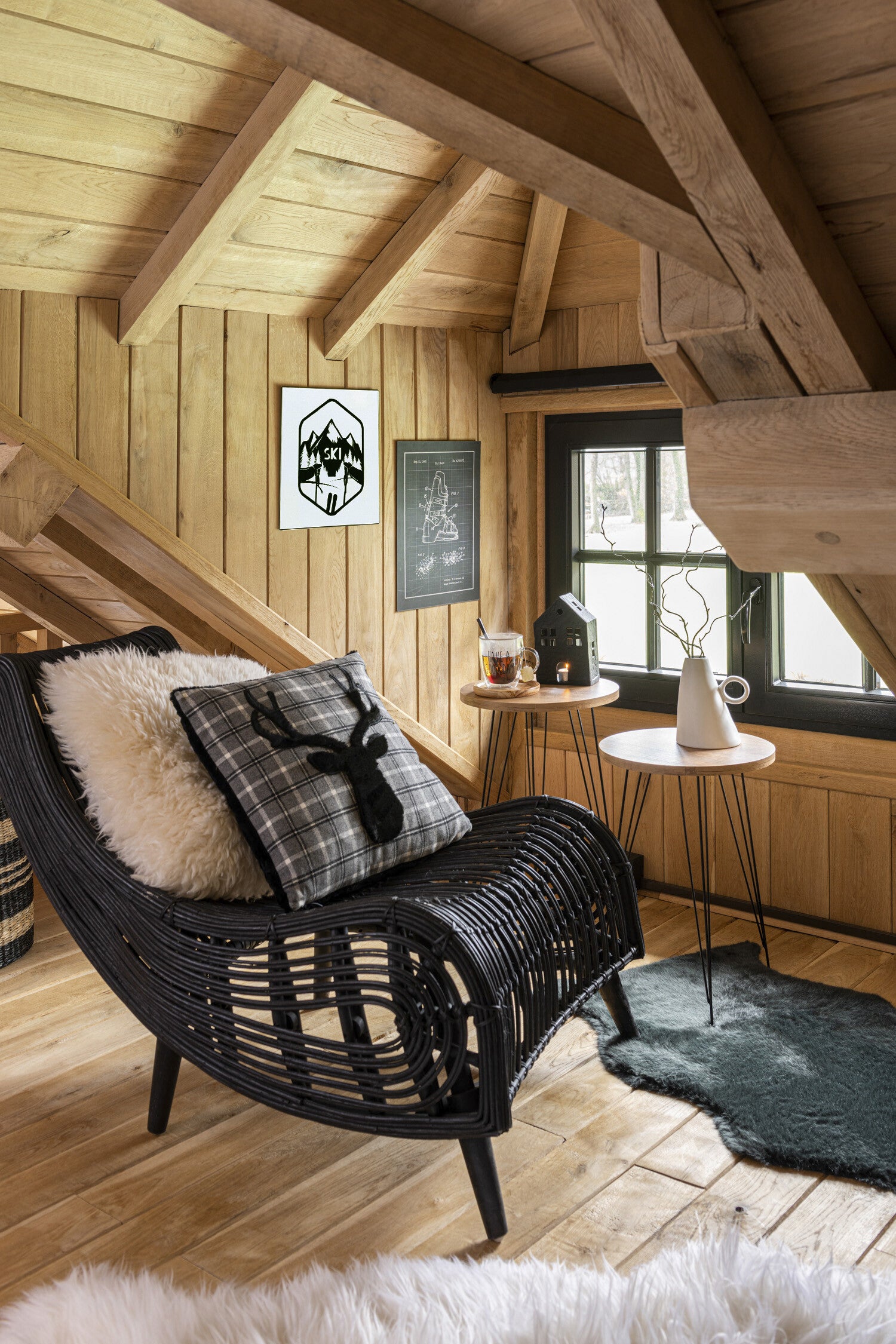 Placard Square Tex+Image Ski Metaal Wit/Zwart Assortiment Van 2