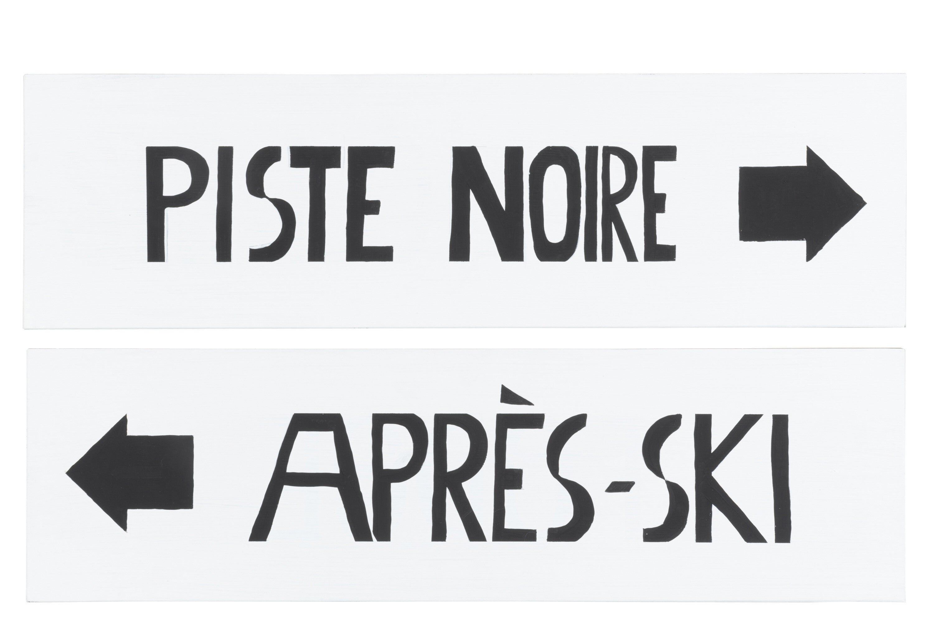 Placard Richting Zwarte Piste/Apres-Ski Hout Zwart/Wit Assortiment Van 2