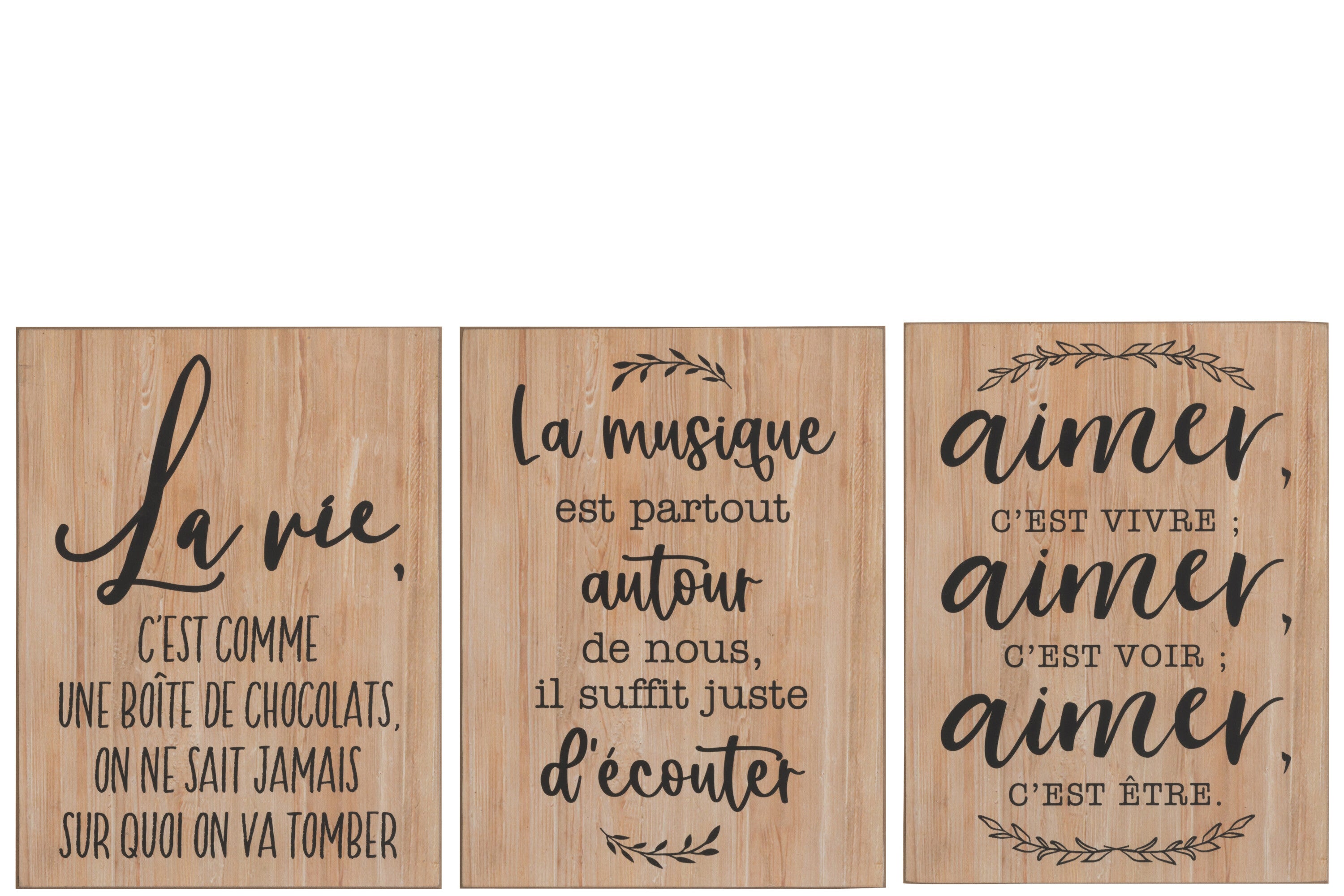 Placard Verticaal Fr Zwart Tex Natuurlijke Assortiment Van 3