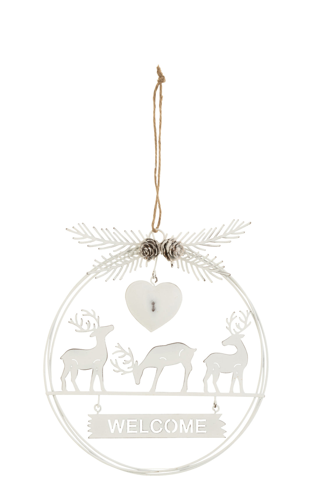 J-Line Kerstmis Hanger Welcome Metaal Wit