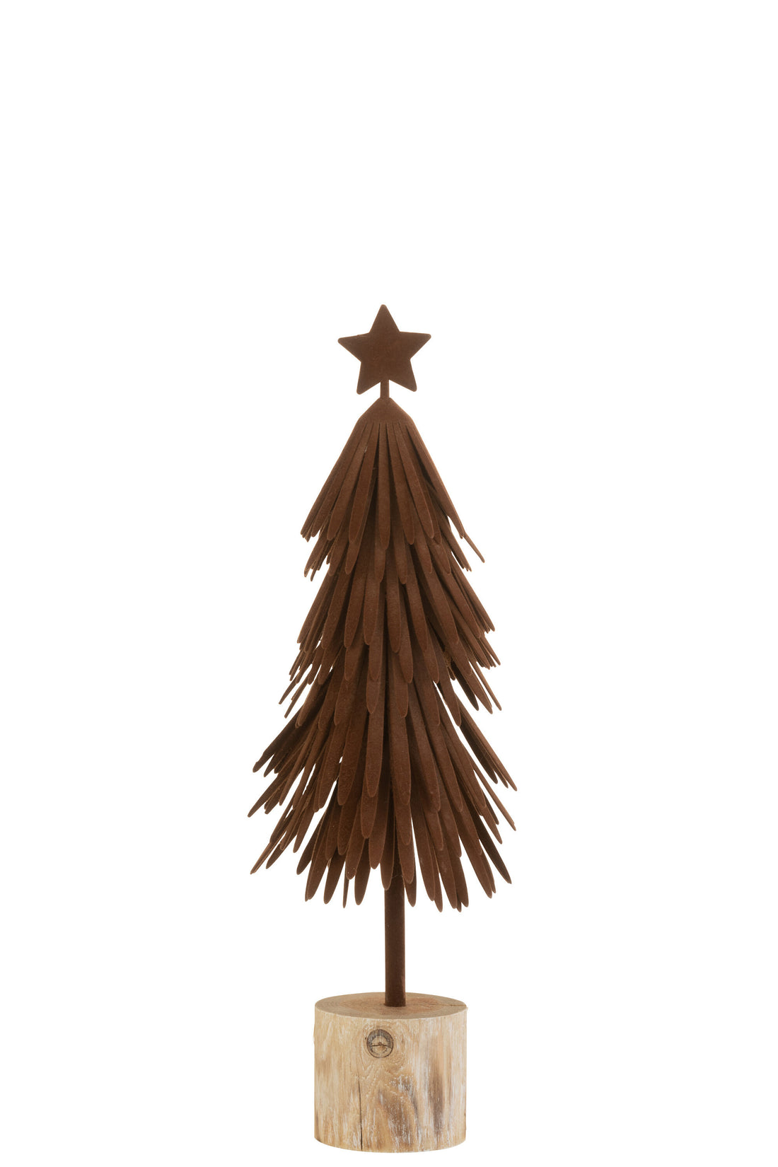 J-Line Christmas Tree On Foot+Star Velvet/Wood Brown S