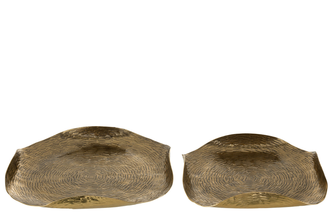 J-Line Rond Gevouwen plateau - metaal - goud - 2x